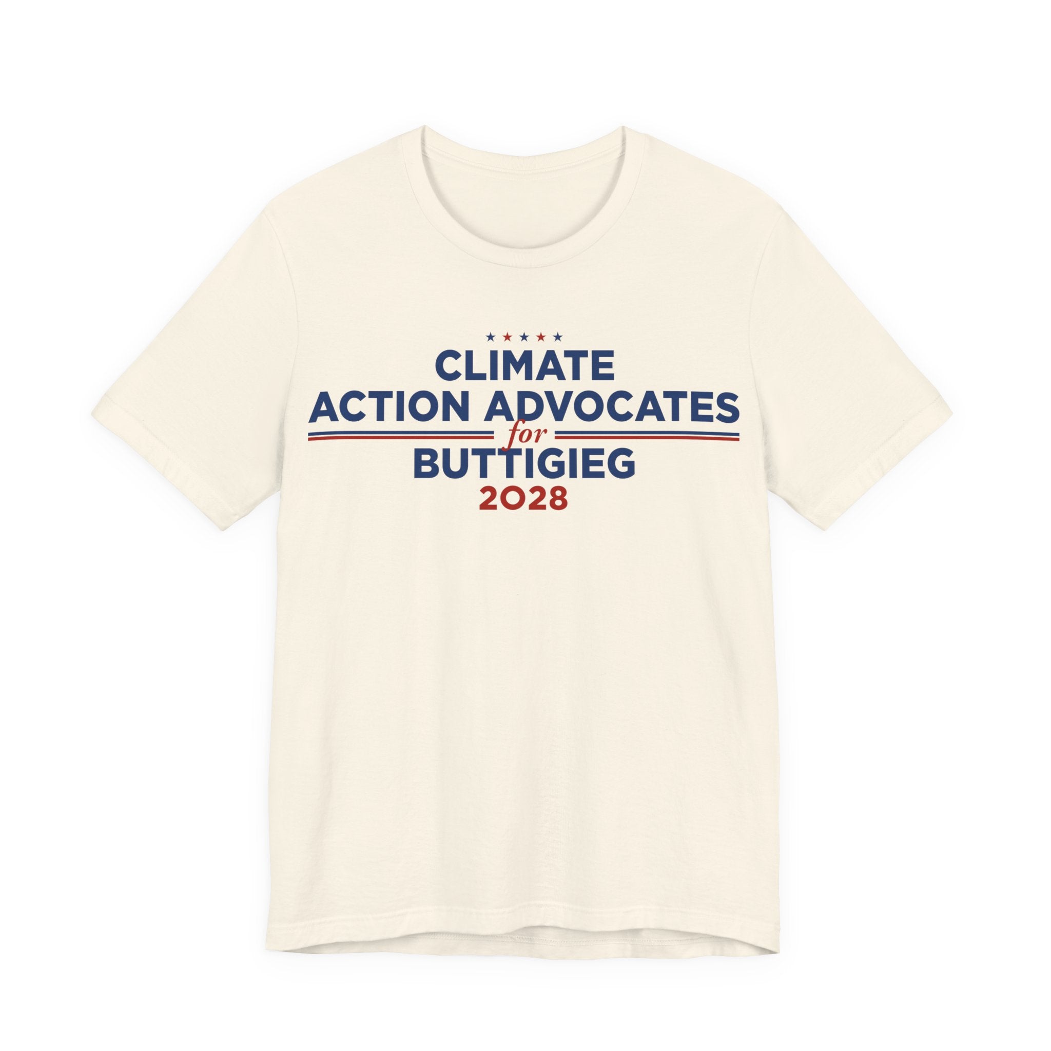 Climate Action Advocates for Buttigieg 2028 T-Shirt | Bella+Canvas 3001 Political Graphic Tee