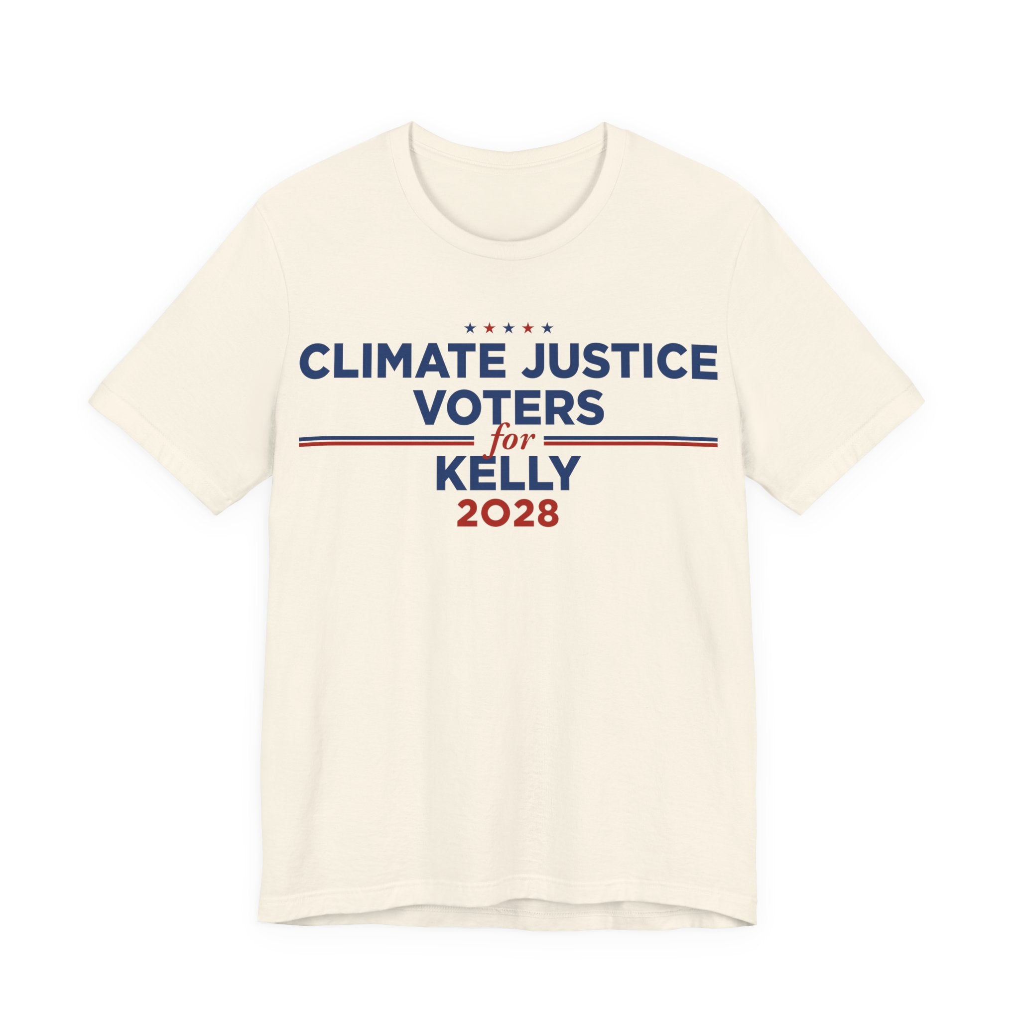 Climate Justice Voters for Kelly 2028 T-Shirt | Bella+Canvas 3001 Political Graphic Tee