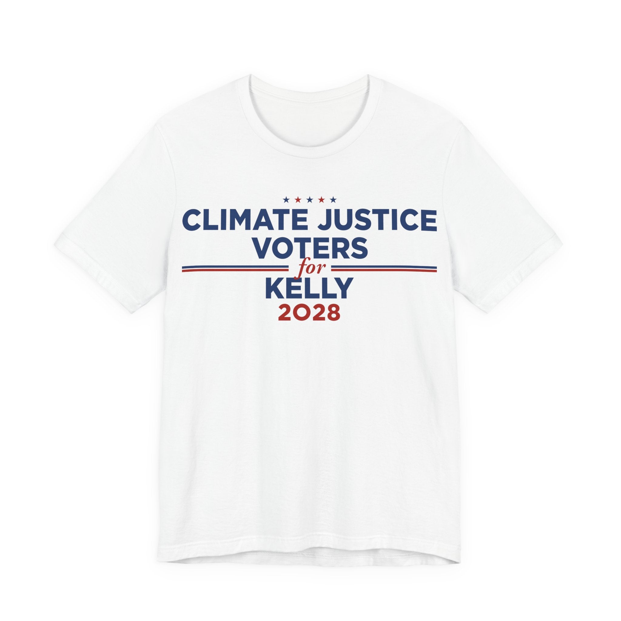 Climate Justice Voters for Kelly 2028 T-Shirt | Bella+Canvas 3001 Political Graphic Tee