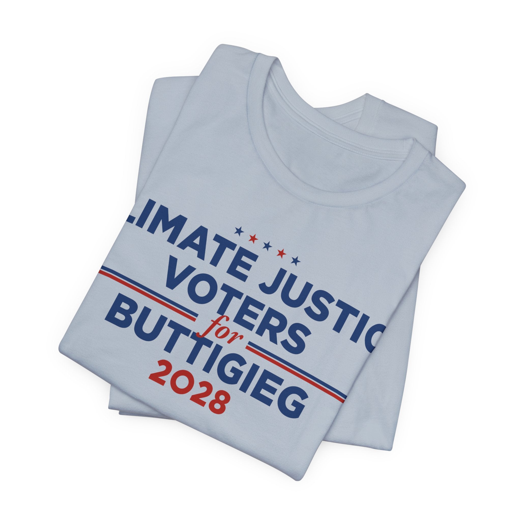 Climate Justice Voters for Buttigieg 2028 T-Shirt | Bella+Canvas 3001 Political Graphic Tee