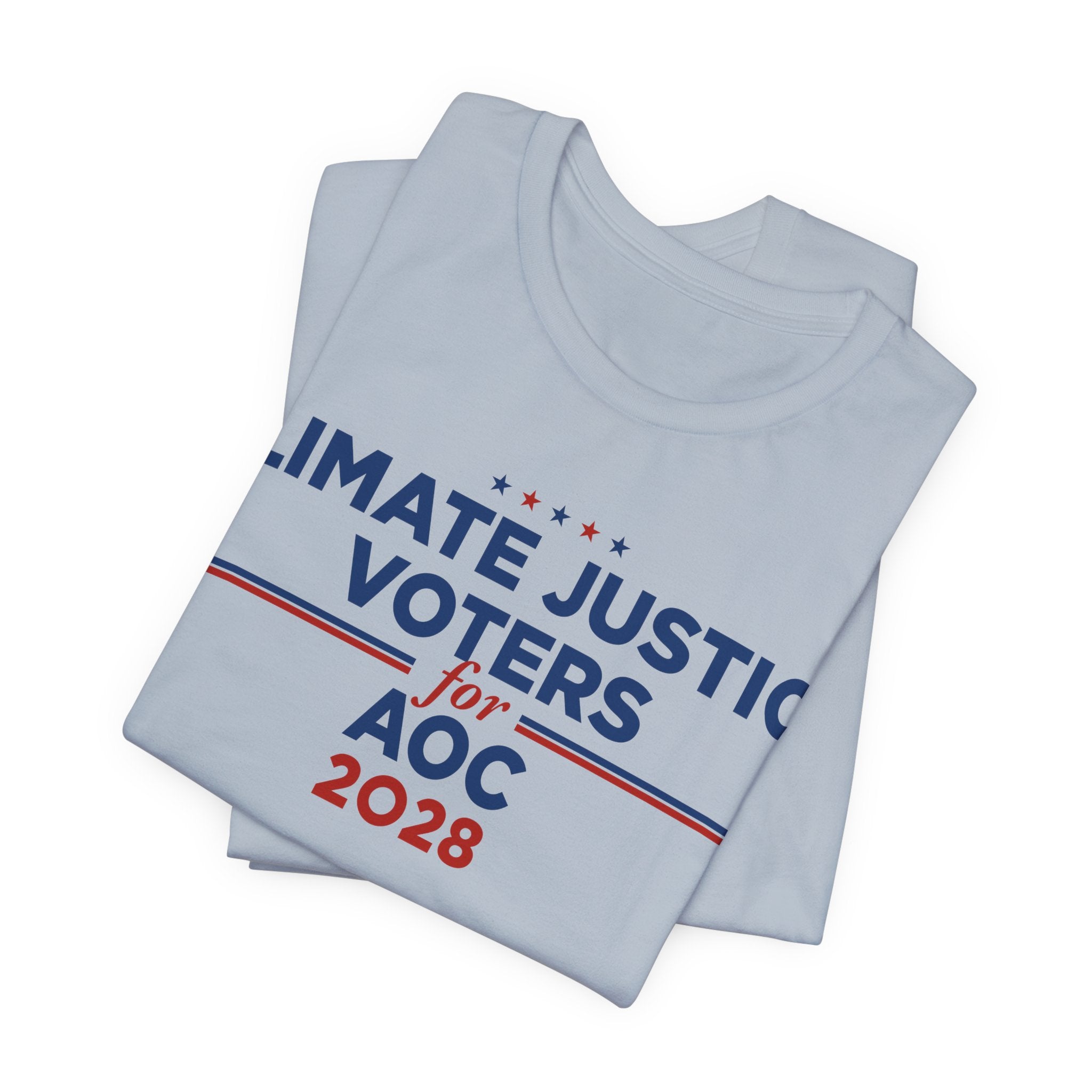 Climate Justice Voters for AOC 2028 T-Shirt | Bella+Canvas 3001 Political Graphic Tee