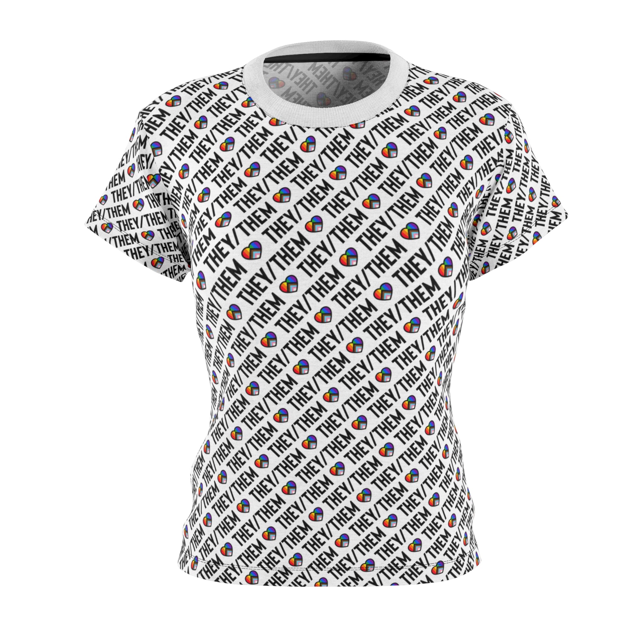 They/Them Pride Pattern Women’s T-Shirt | All-Over Print Pronoun Tee