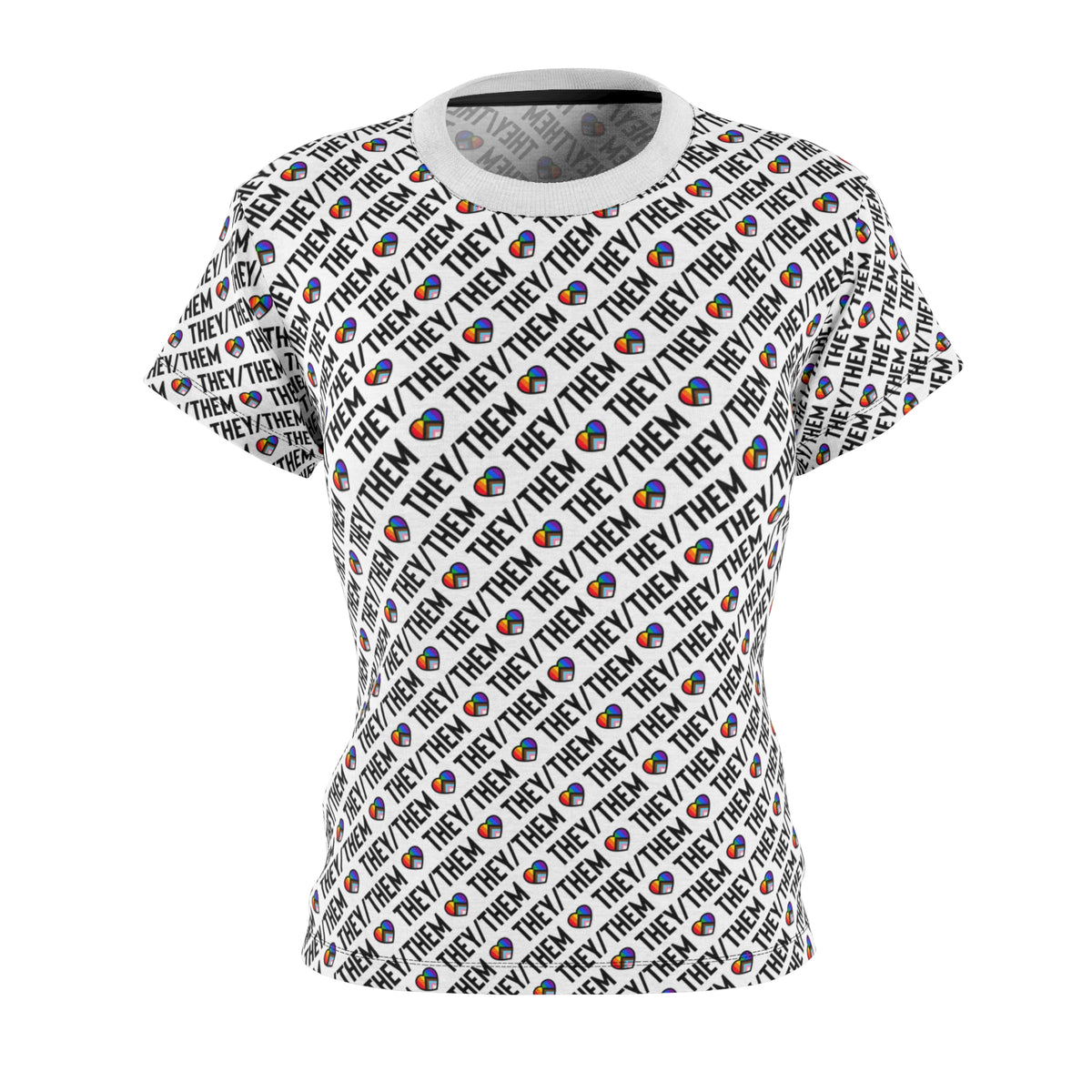 They/Them Pride Pattern Women’s T-Shirt | All-Over Print Pronoun Tee