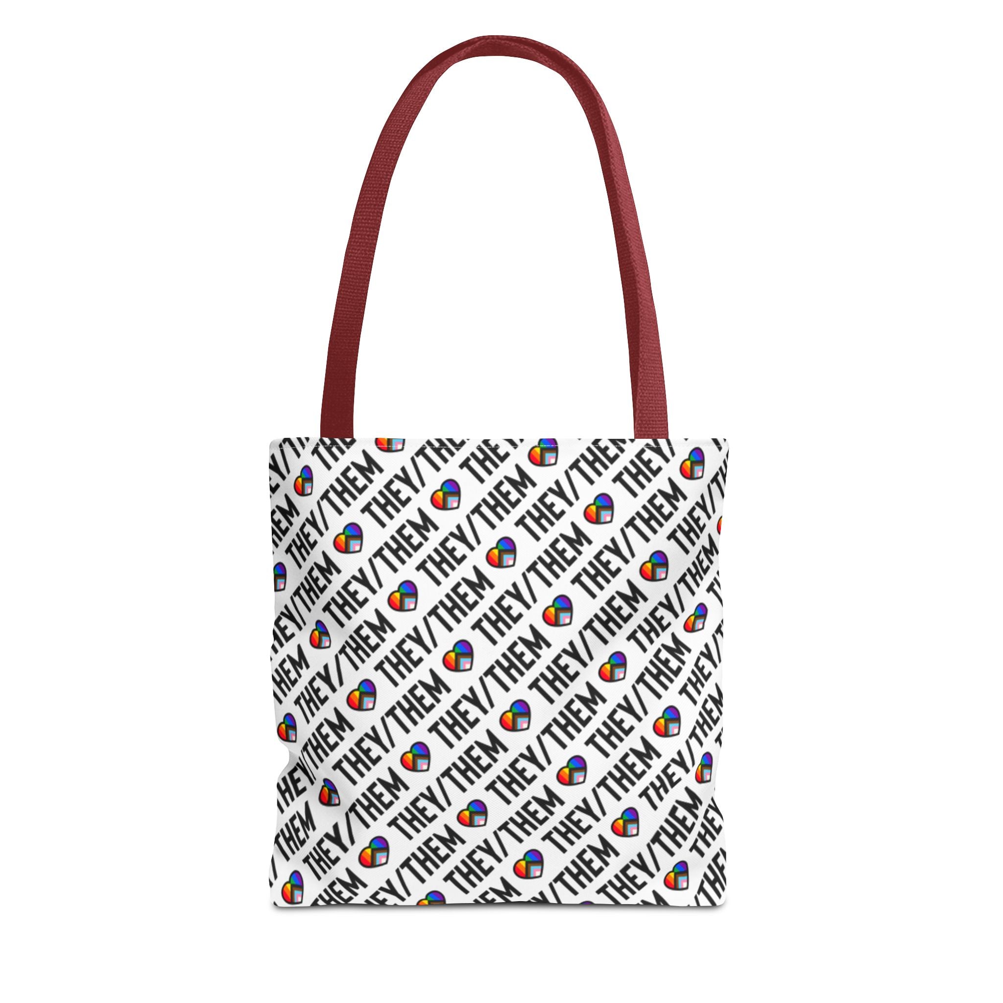 They/Them Pride Pattern Tote Bag | All-Over Print Pronoun Carryall