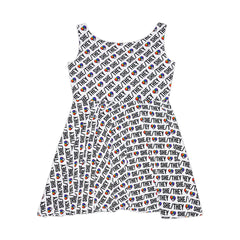 She/They Pride Pattern Skater Dress | All-Over Print Pronoun Dress