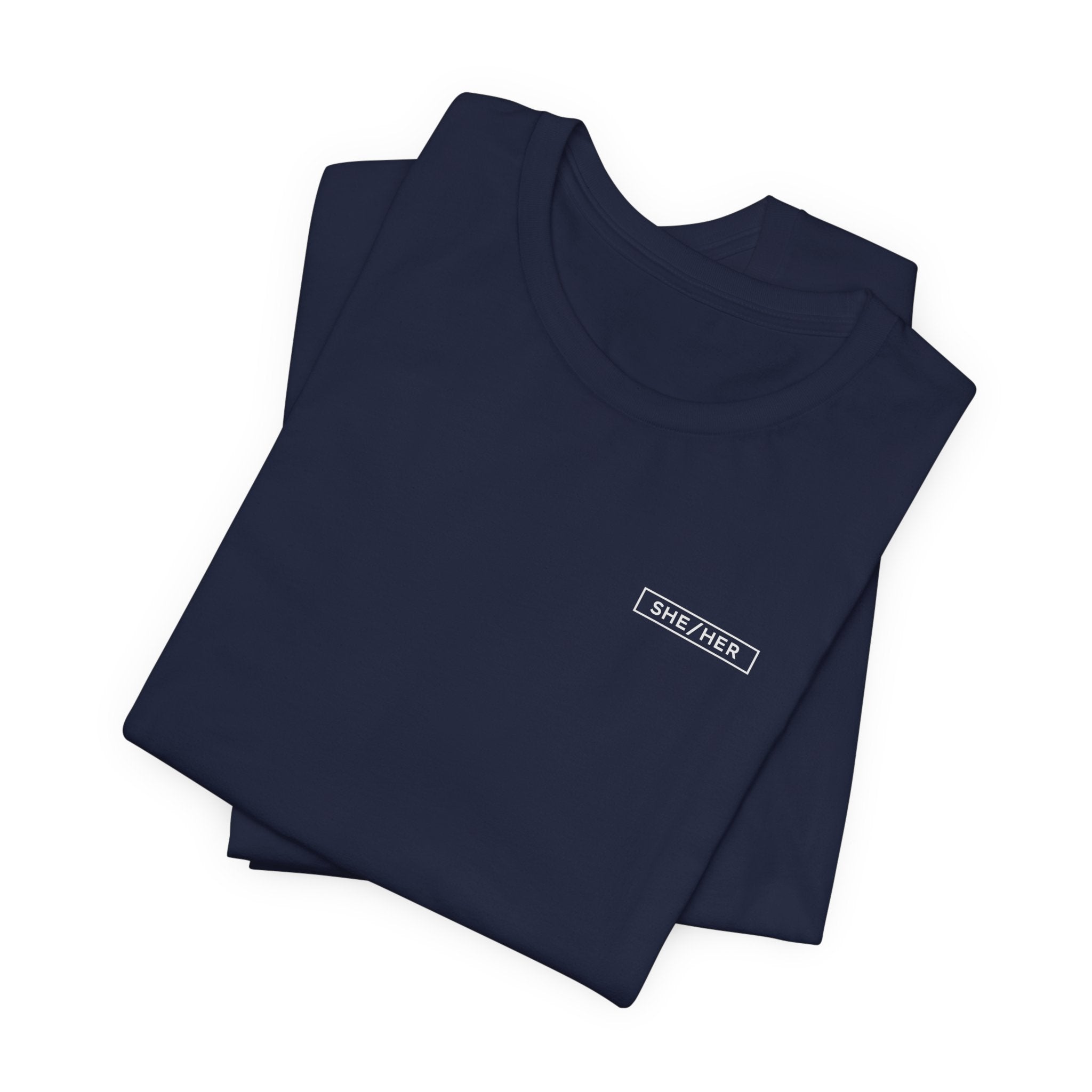 She/Her Pronoun T-Shirt – Minimalist Chest Graphic Tee