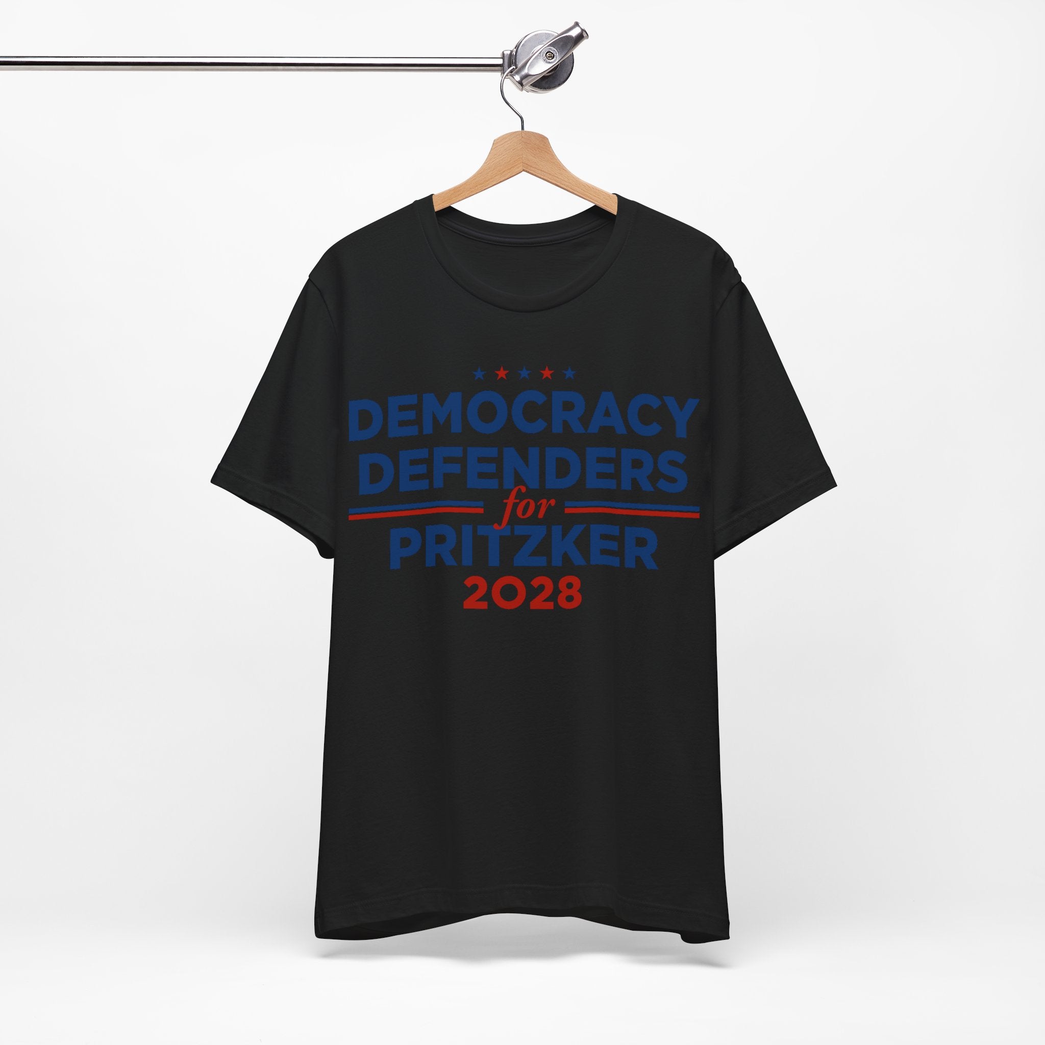 Democracy Defenders for Pritzker 2028 T-Shirt | Bella+Canvas 3001 Political Graphic Tee