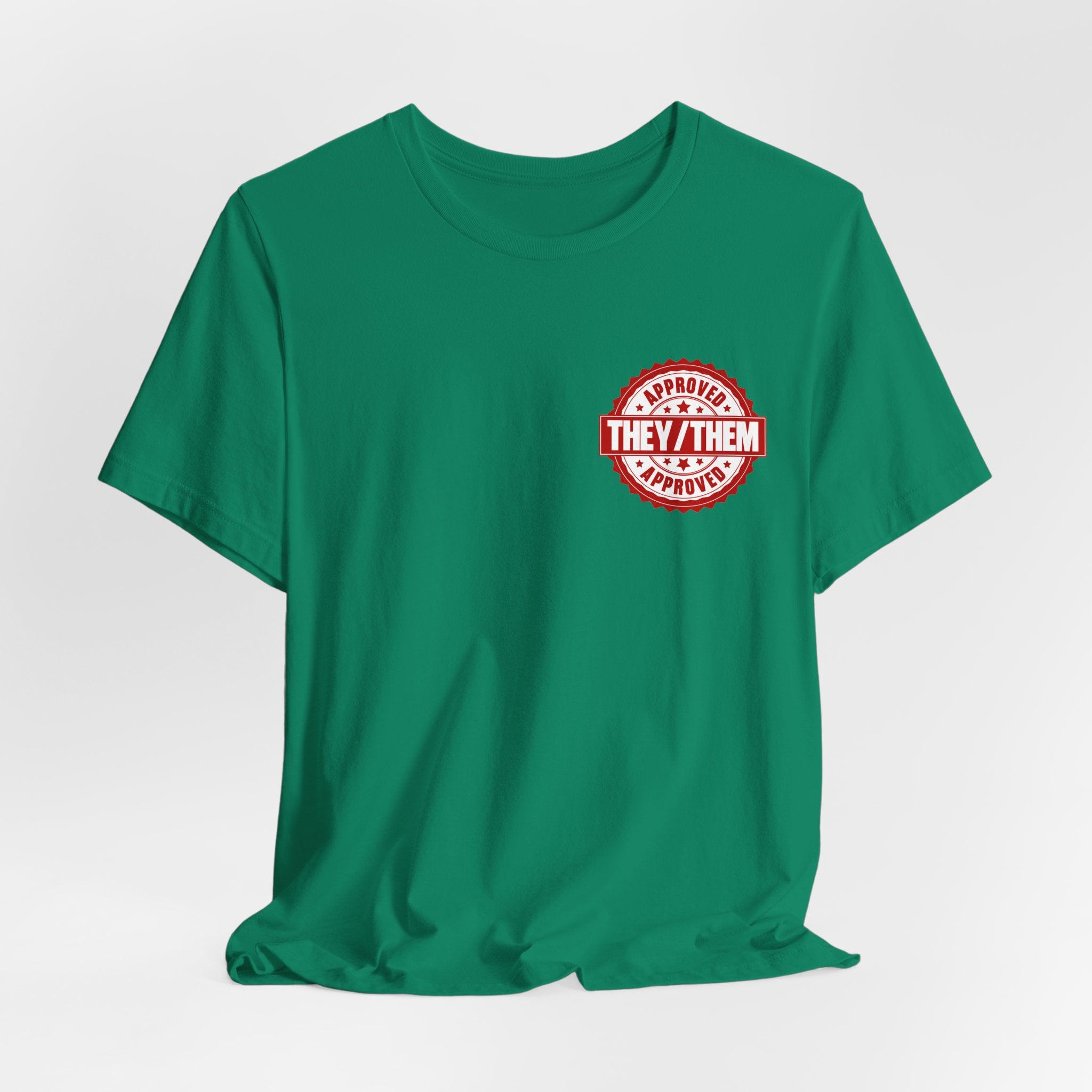 They/Them Approved Stamp T-Shirt | Bella+Canvas 3001 Pronoun Graphic Tee