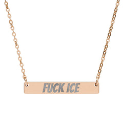 Engraved "FUCK ICE" Bar Necklace — Horizontal Statement Pendant
