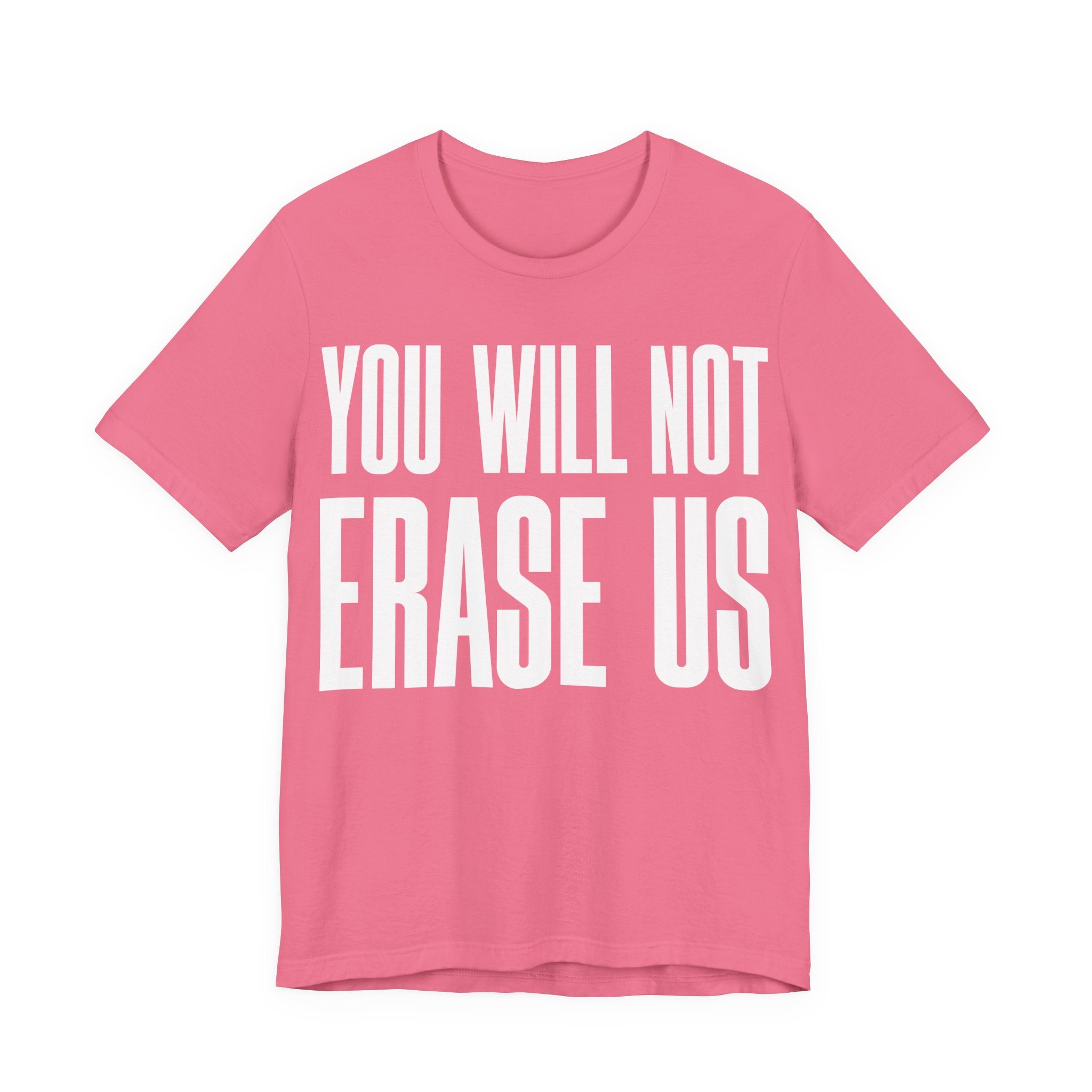 You Will Not Erase Us T-Shirt | LGBTQ+ & Human Rights Protest Tee | Anti-Erasure Solidarity Graphic Shirt
