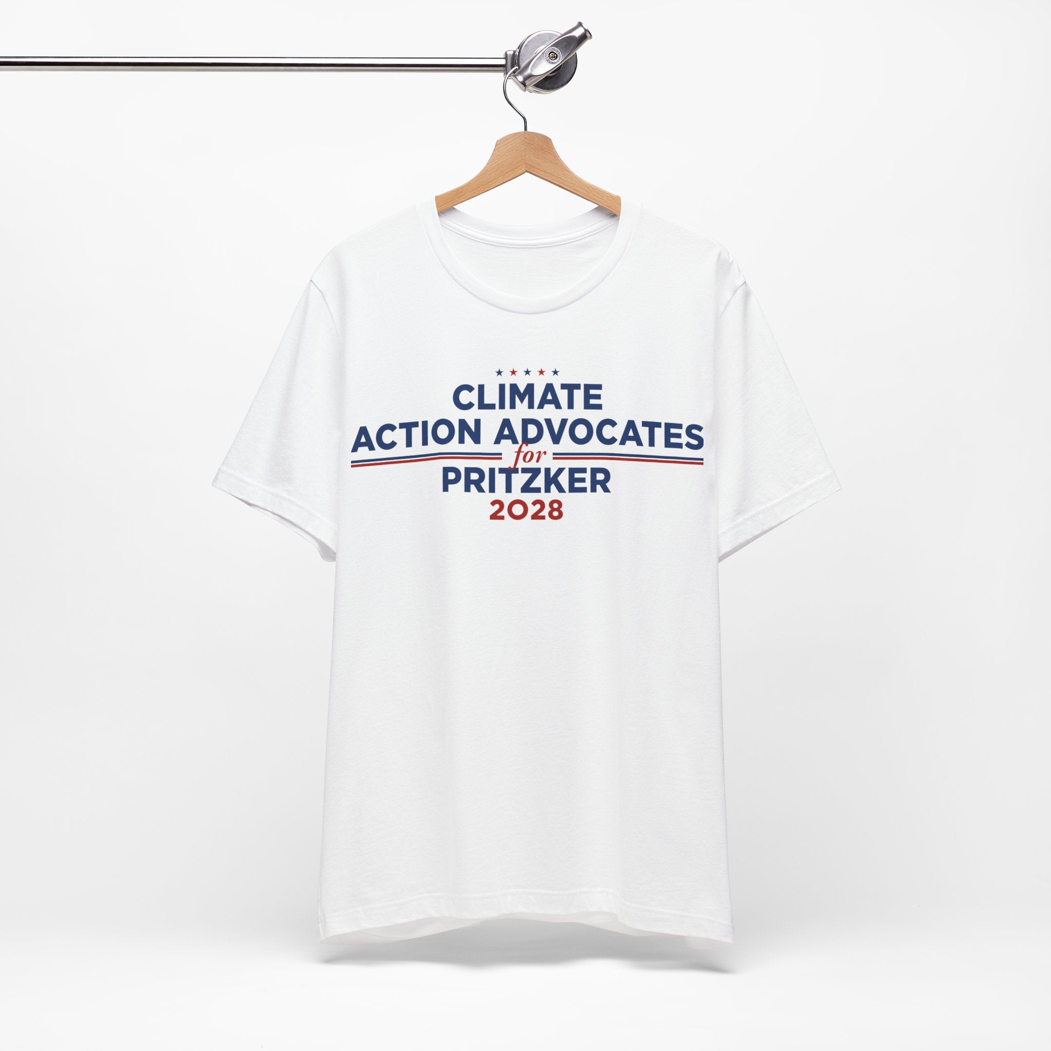Climate Action Advocates for Pritzker 2028 T-Shirt | Bella+Canvas 3001 Political Graphic Tee