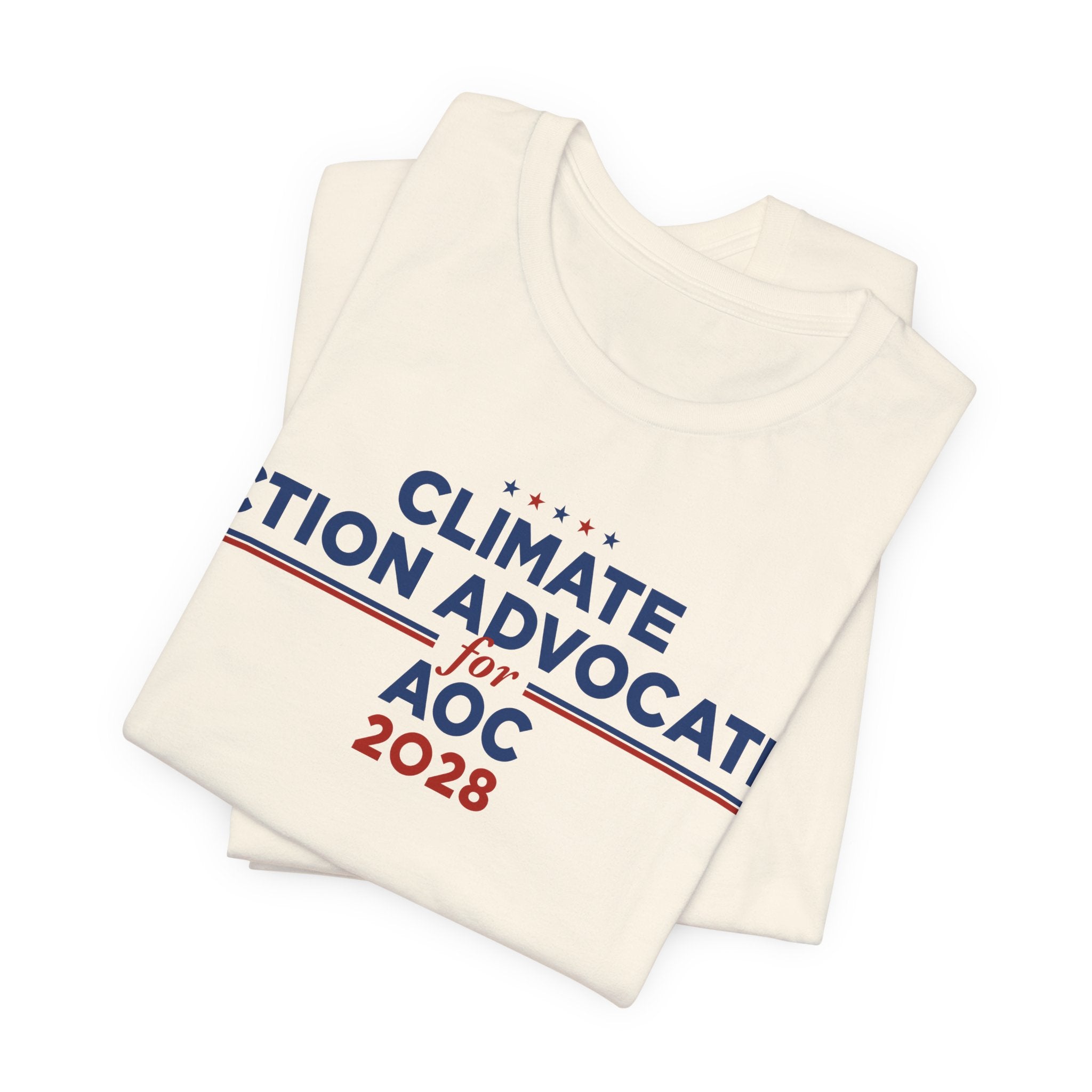 Climate Action Advocates for AOC 2028 T-Shirt | Bella+Canvas 3001 Political Graphic Tee