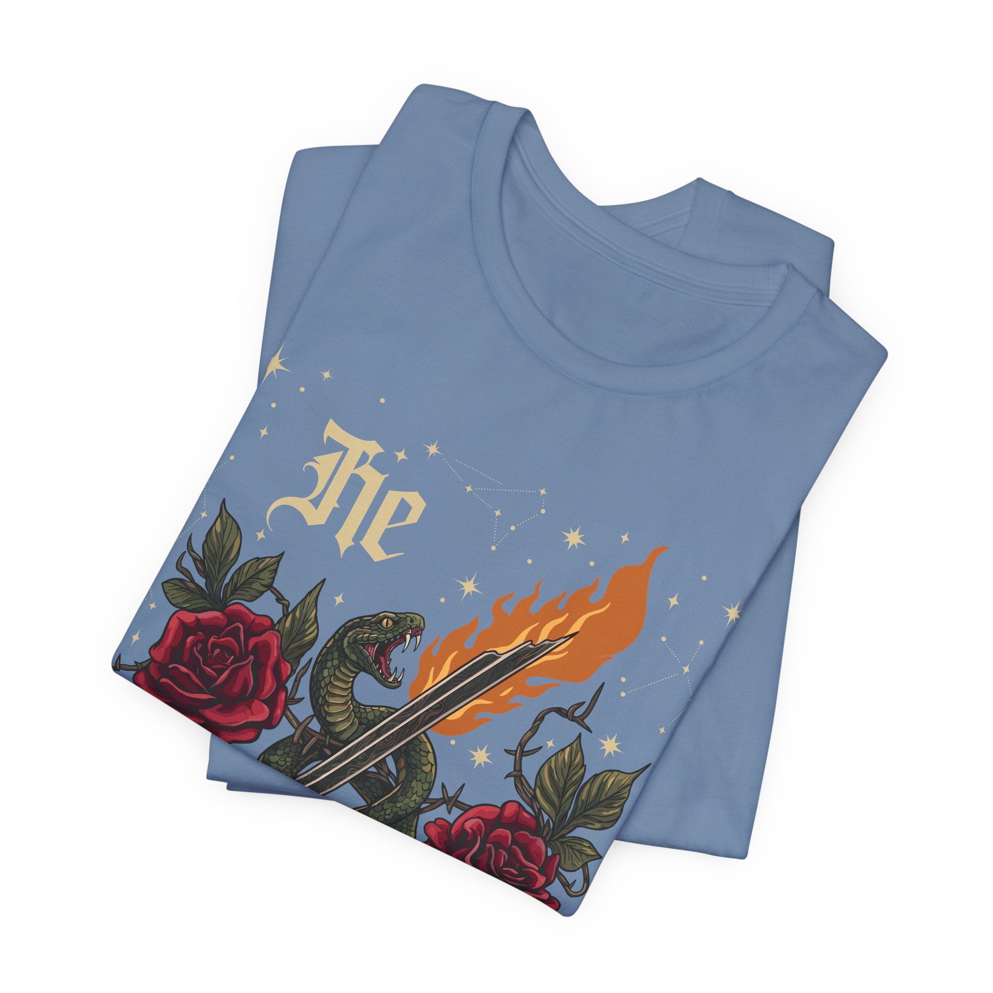 He/They Gothic Tattoo T-Shirt | Bella+Canvas 3001 Pronoun Graphic Tee