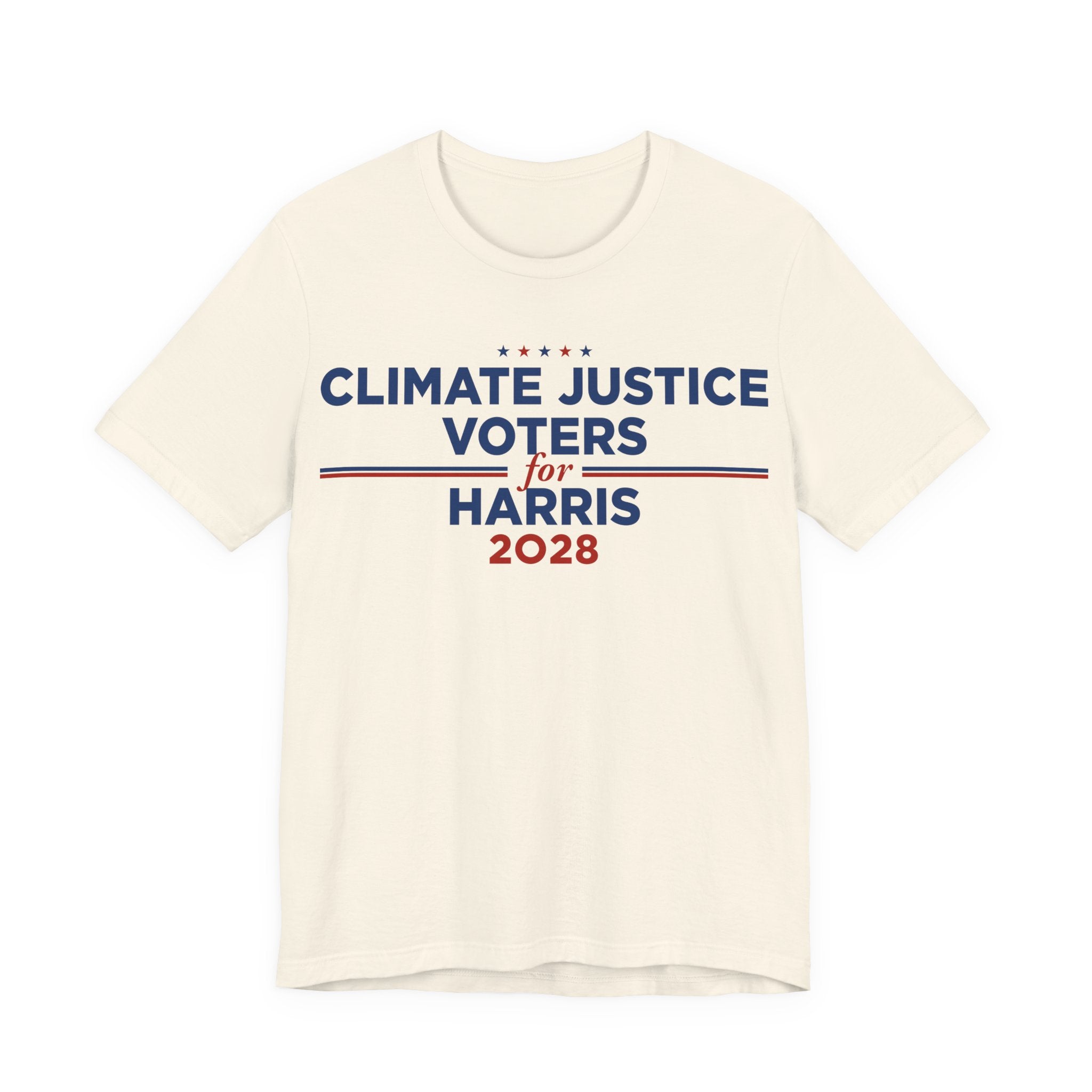 Climate Justice Voters for Harris 2028 T-Shirt | Bella+Canvas 3001 Political Graphic Tee
