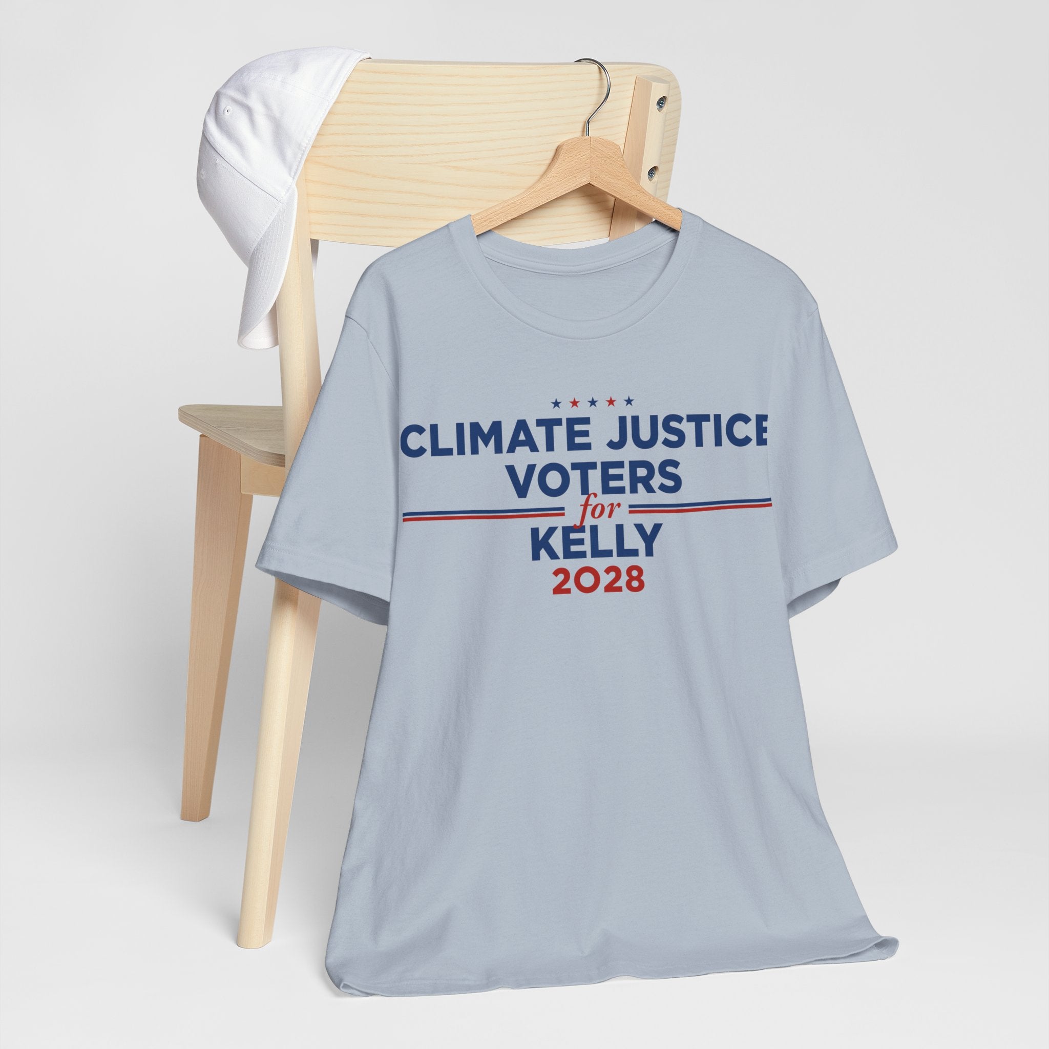 Climate Justice Voters for Kelly 2028 T-Shirt | Bella+Canvas 3001 Political Graphic Tee