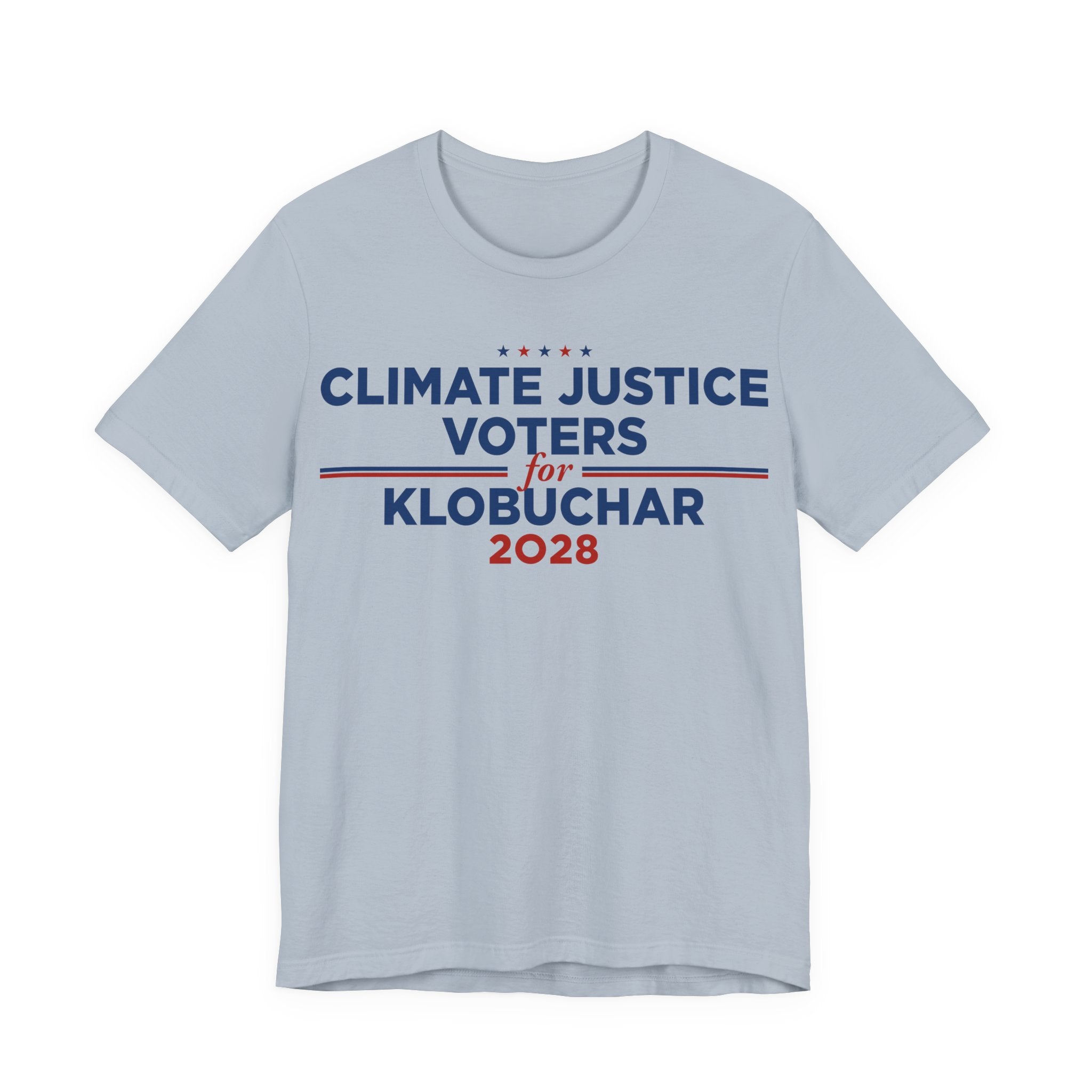 Climate Justice Voters for Klobuchar 2028 T-Shirt | Bella+Canvas 3001 Political Graphic Tee