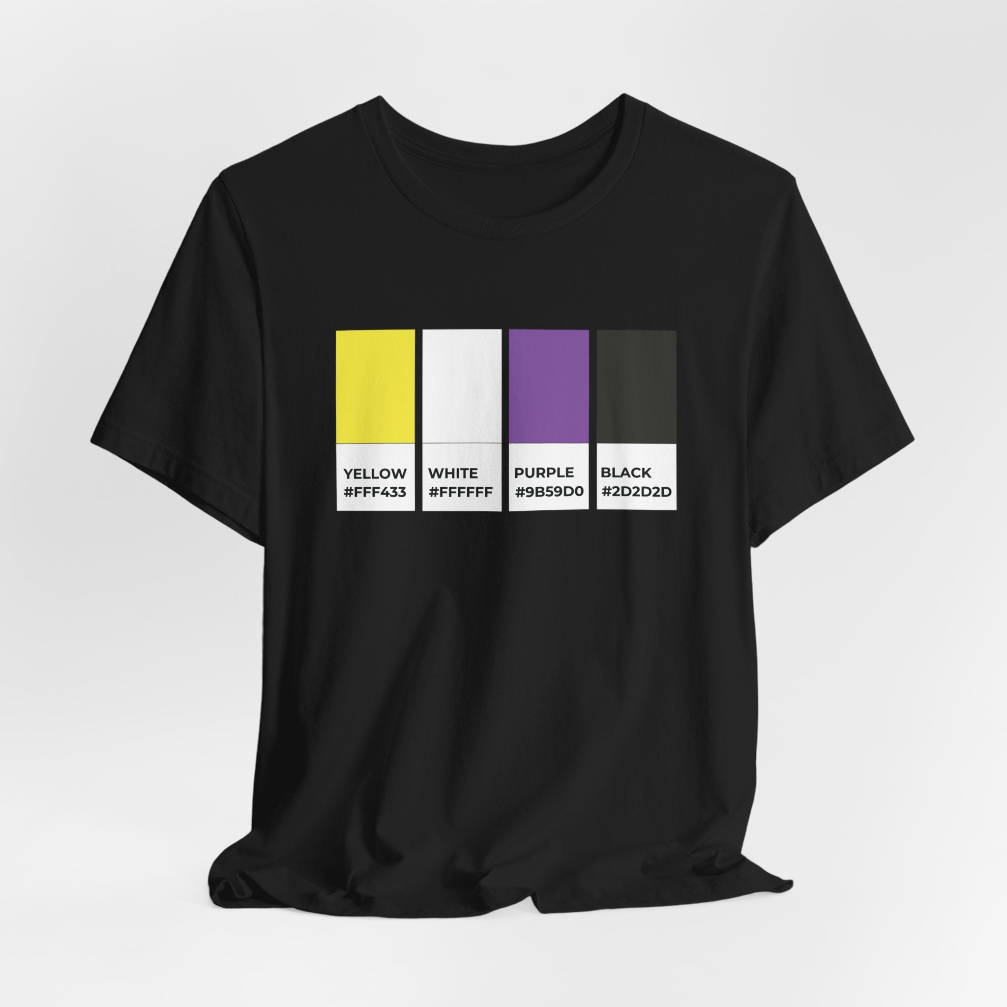 Funny Non-Binary Enby NB Pride Flag Pantone Colors Unisex Jersey Short Sleeve T-Shirt