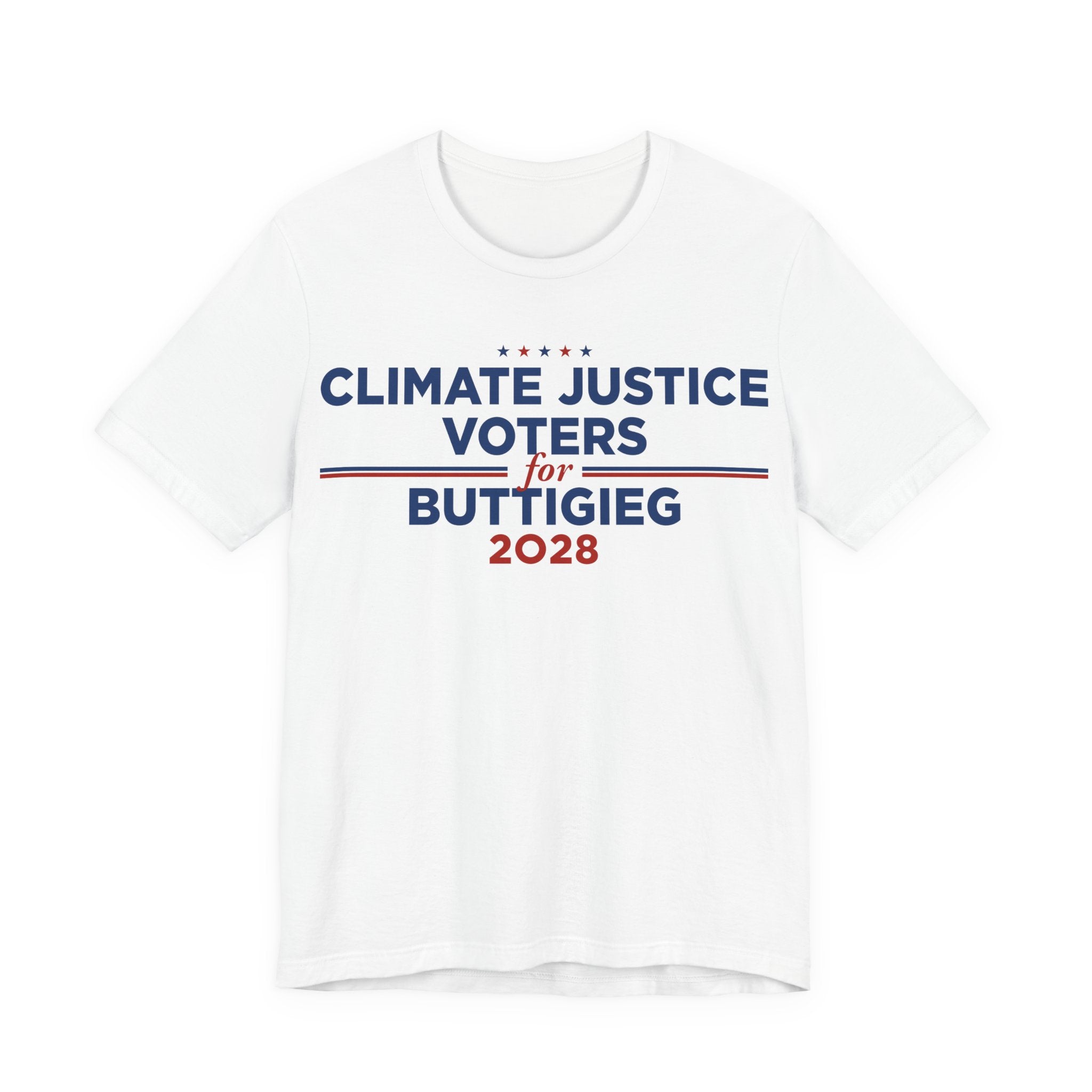 Climate Justice Voters for Buttigieg 2028 T-Shirt | Bella+Canvas 3001 Political Graphic Tee