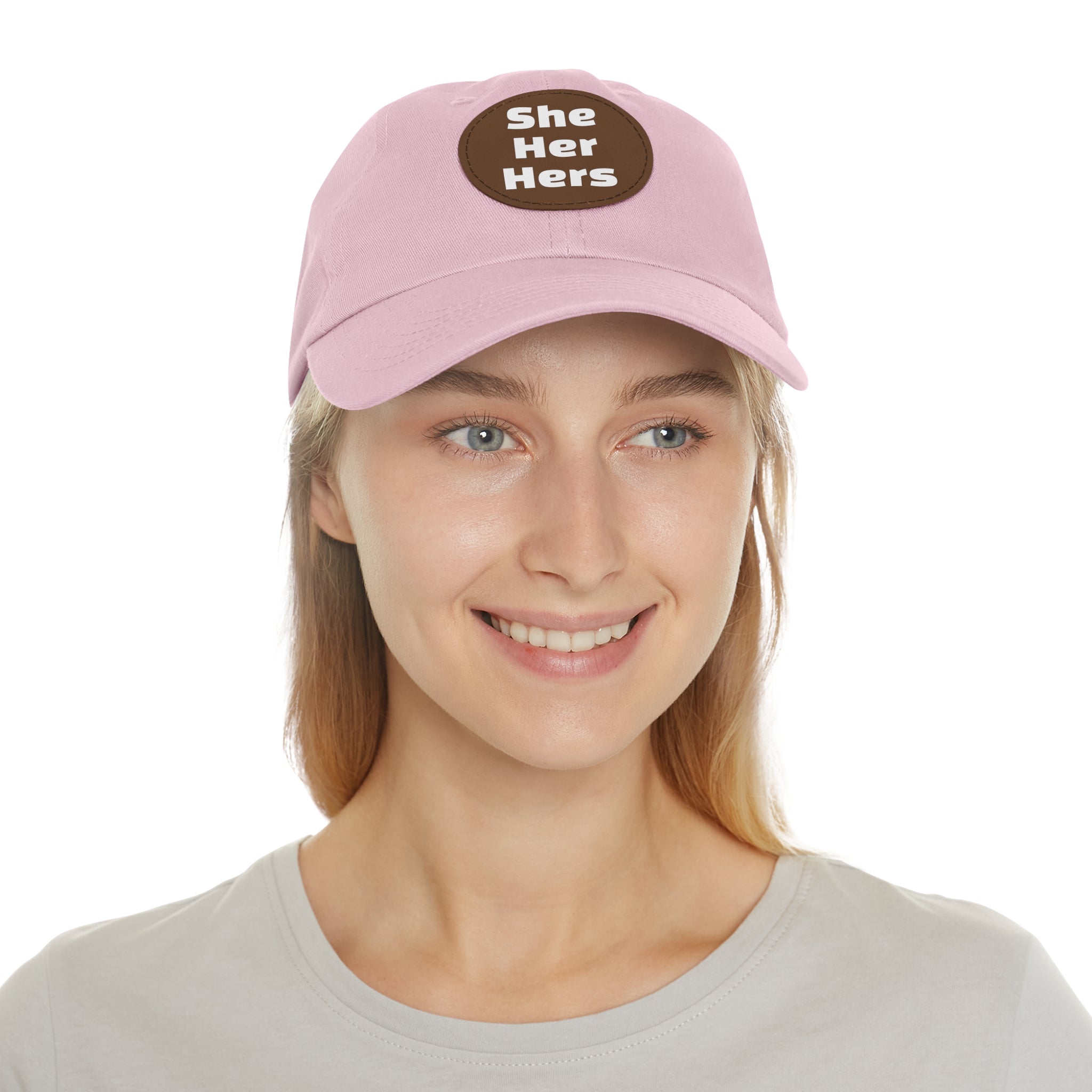 She/Her/Hers She Her Hers Pronouns Dad Hat with Round Leather Patch