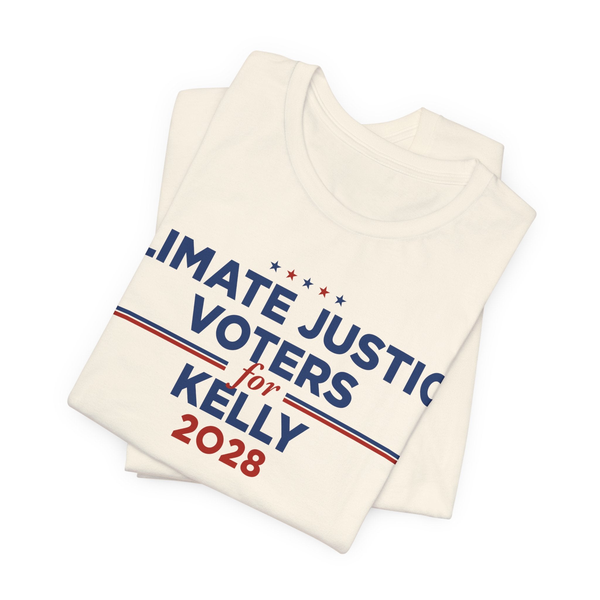 Climate Justice Voters for Kelly 2028 T-Shirt | Bella+Canvas 3001 Political Graphic Tee