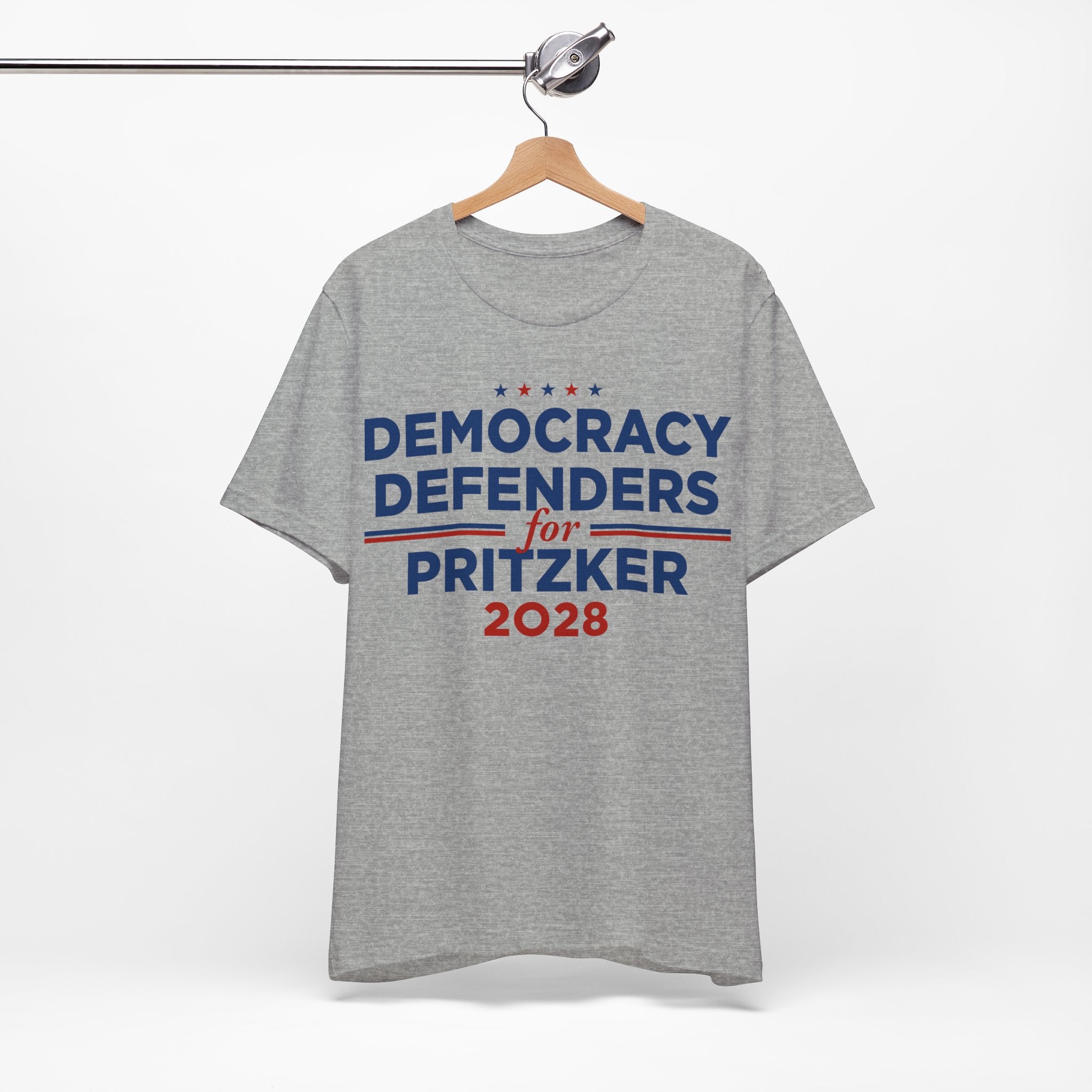 Democracy Defenders for Pritzker 2028 T-Shirt | Bella+Canvas 3001 Political Graphic Tee