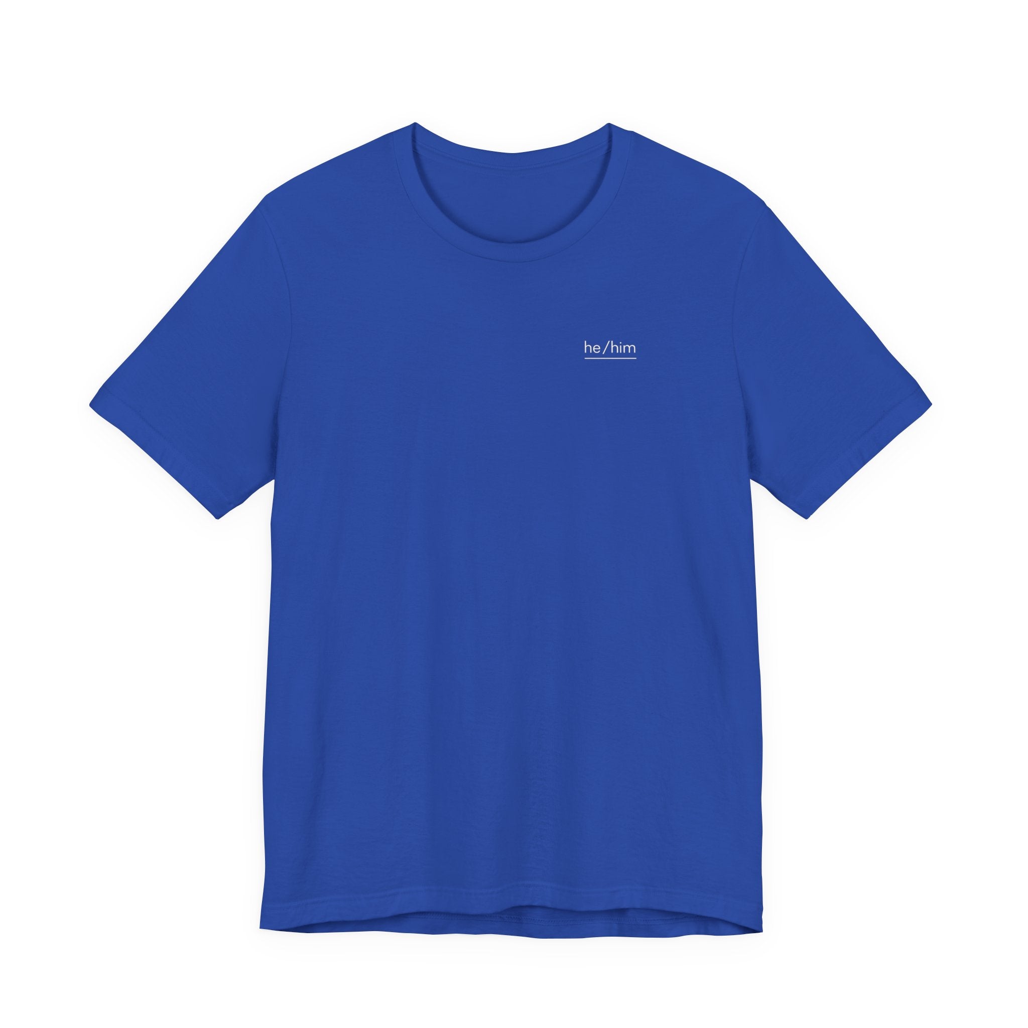he/him Pronoun T-Shirt – Minimalist Underlined Chest Graphic Tee