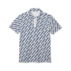 Harris All-Over Print Polo Shirt – Political Graphic Polo, Progressive Apparel, Kamala Repeat Print Shirt