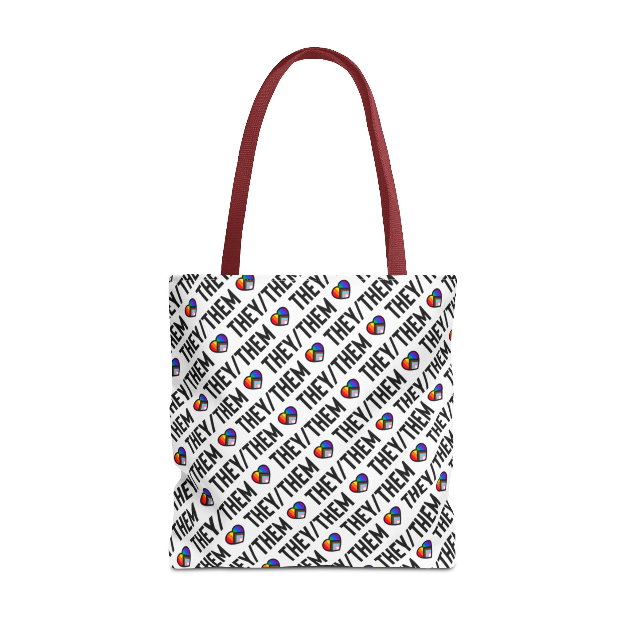 They/Them Pride Pattern Tote Bag | All-Over Print Pronoun Carryall