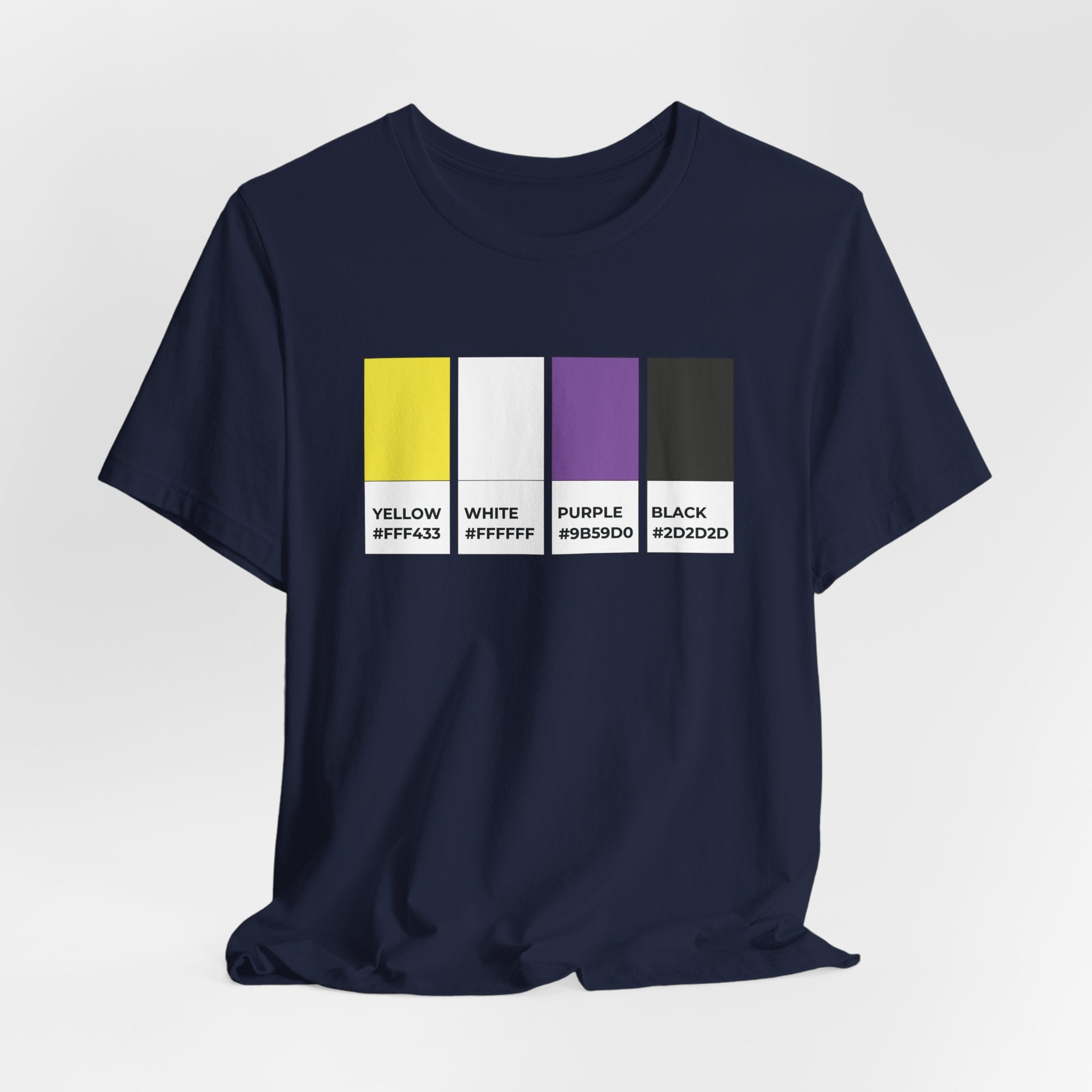 Funny Non-Binary Enby NB Pride Flag Pantone Colors Unisex Jersey Short Sleeve T-Shirt