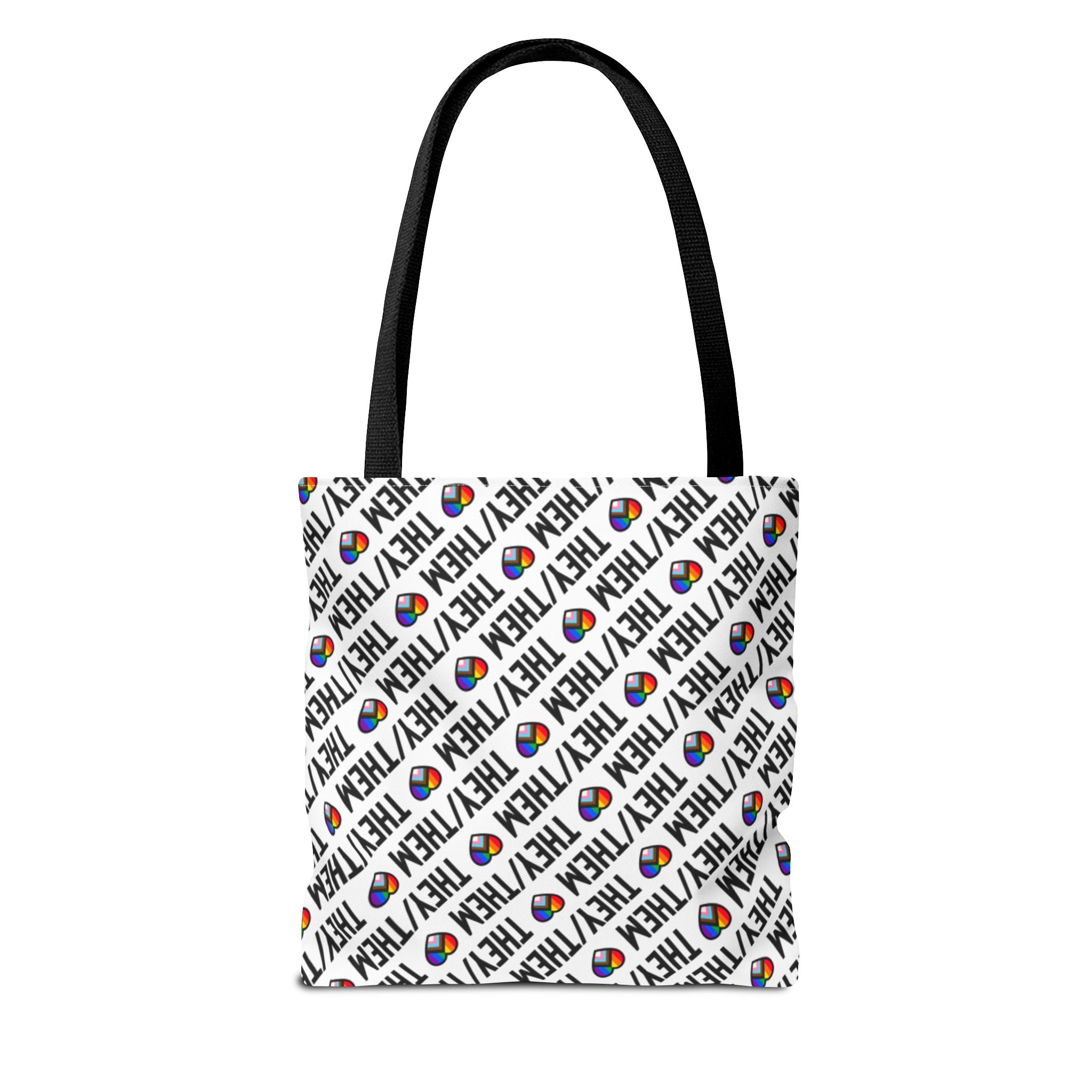 They/Them Pride Pattern Tote Bag | All-Over Print Pronoun Carryall