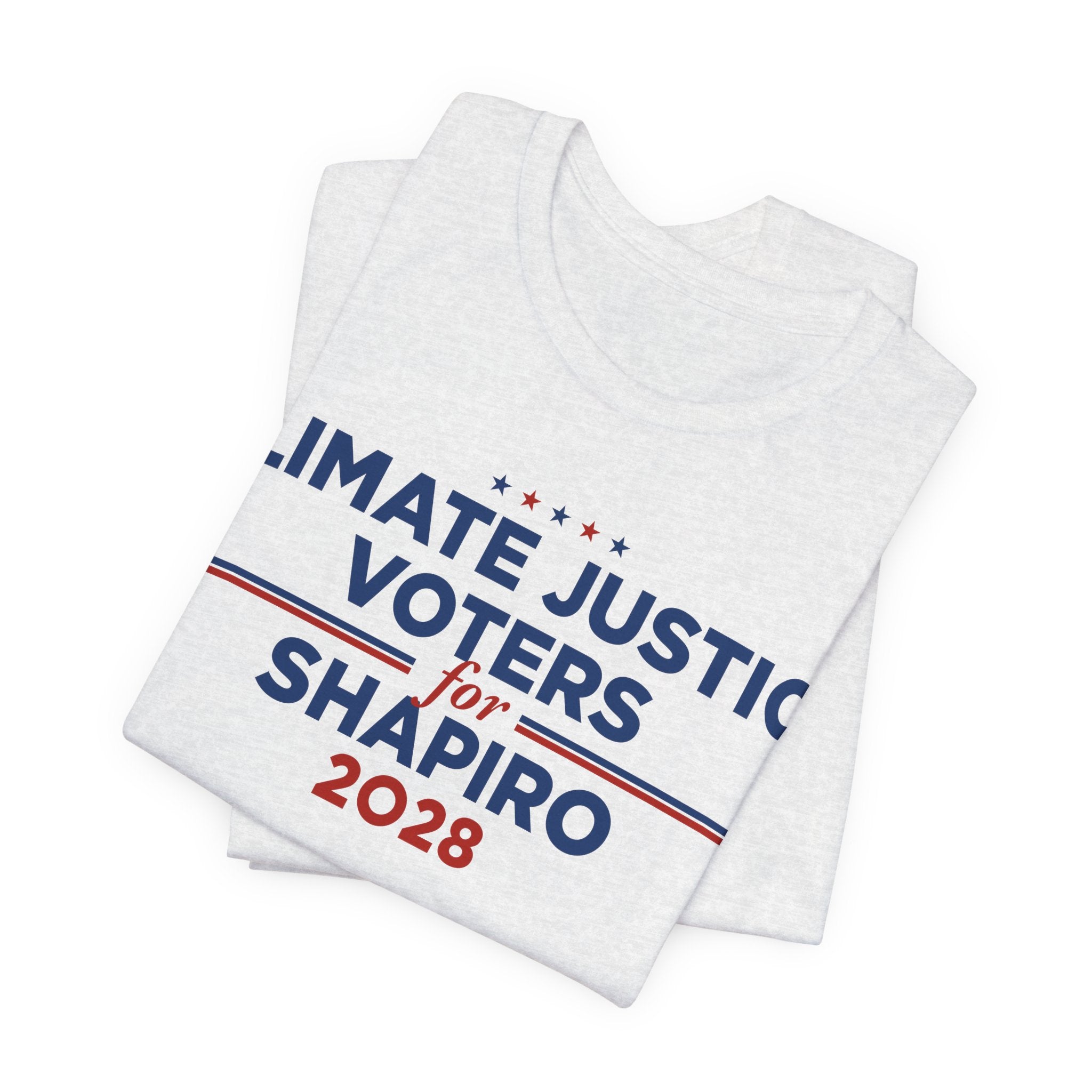 Climate Justice Voters for Shapiro 2028 T-Shirt | Bella+Canvas 3001 Political Graphic Tee