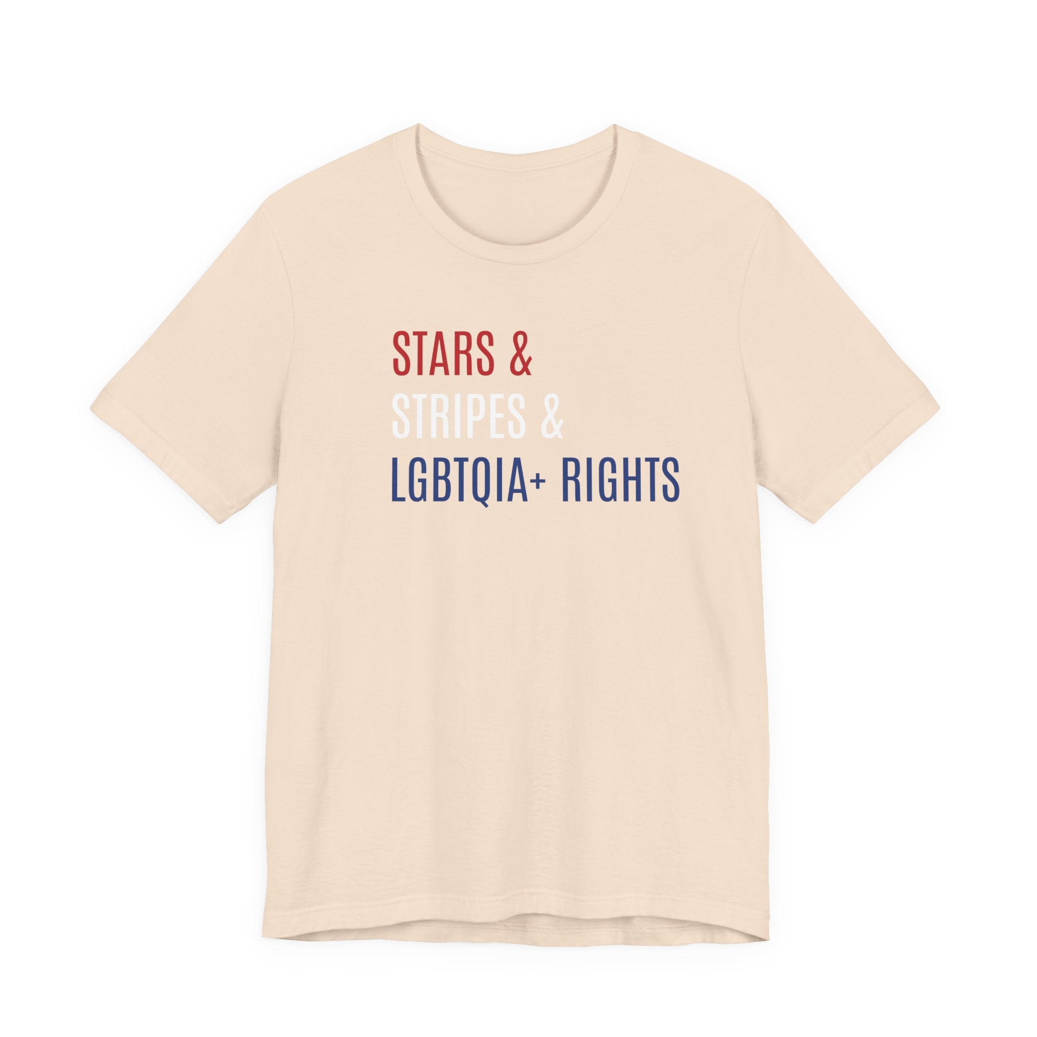 Stars, Stripes, LGBTQIA+ Rights Unisex T-Shirt - Red White Blue Patriotic Shirt - Gay Trans Non-Binary Progressive Shirt