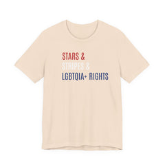 Stars, Stripes, LGBTQIA+ Rights Unisex T-Shirt - Red White Blue Patriotic Shirt - Gay Trans Non-Binary Progressive Shirt