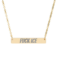 Engraved "FUCK ICE" Bar Necklace — Horizontal Statement Pendant