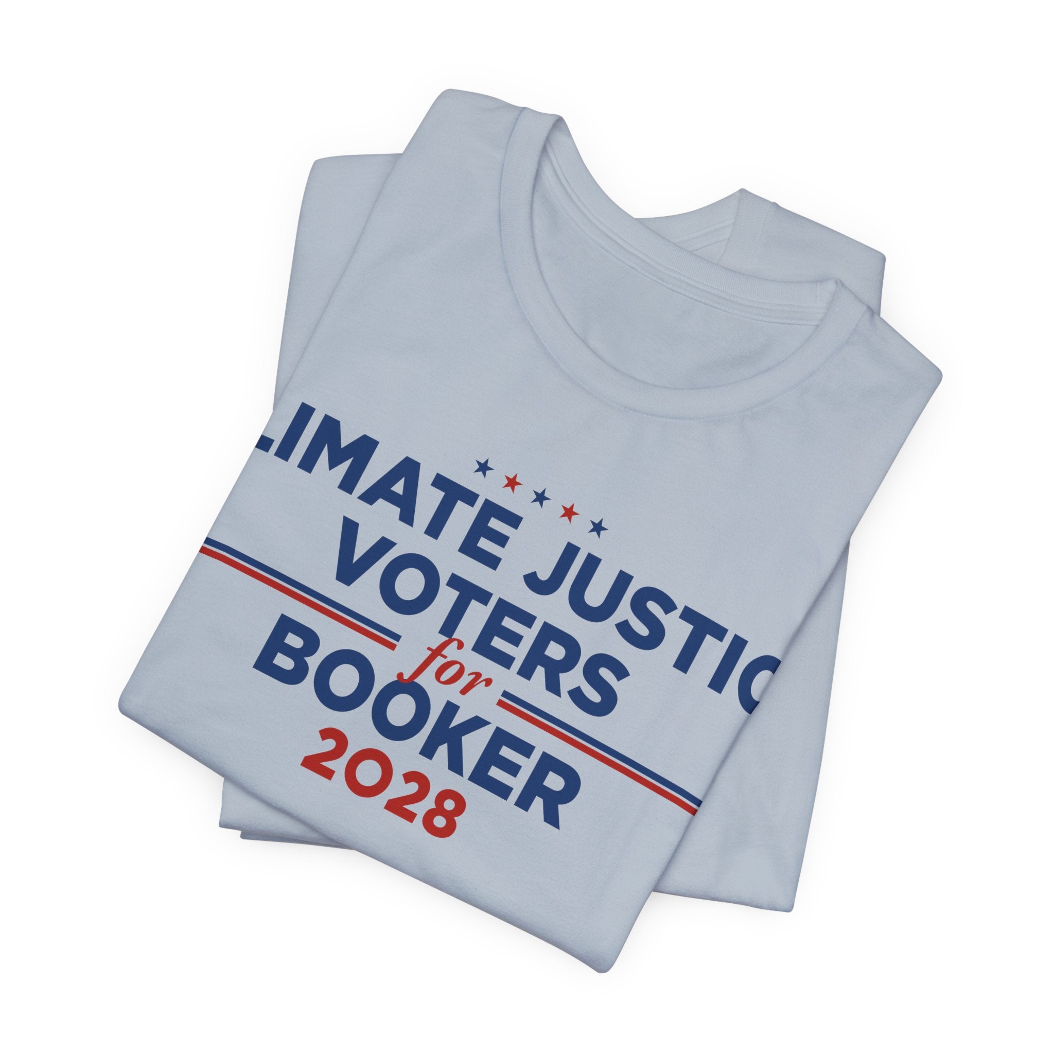 Climate Justice Voters for Booker 2028 T-Shirt | Bella+Canvas 3001 Political Graphic Tee
