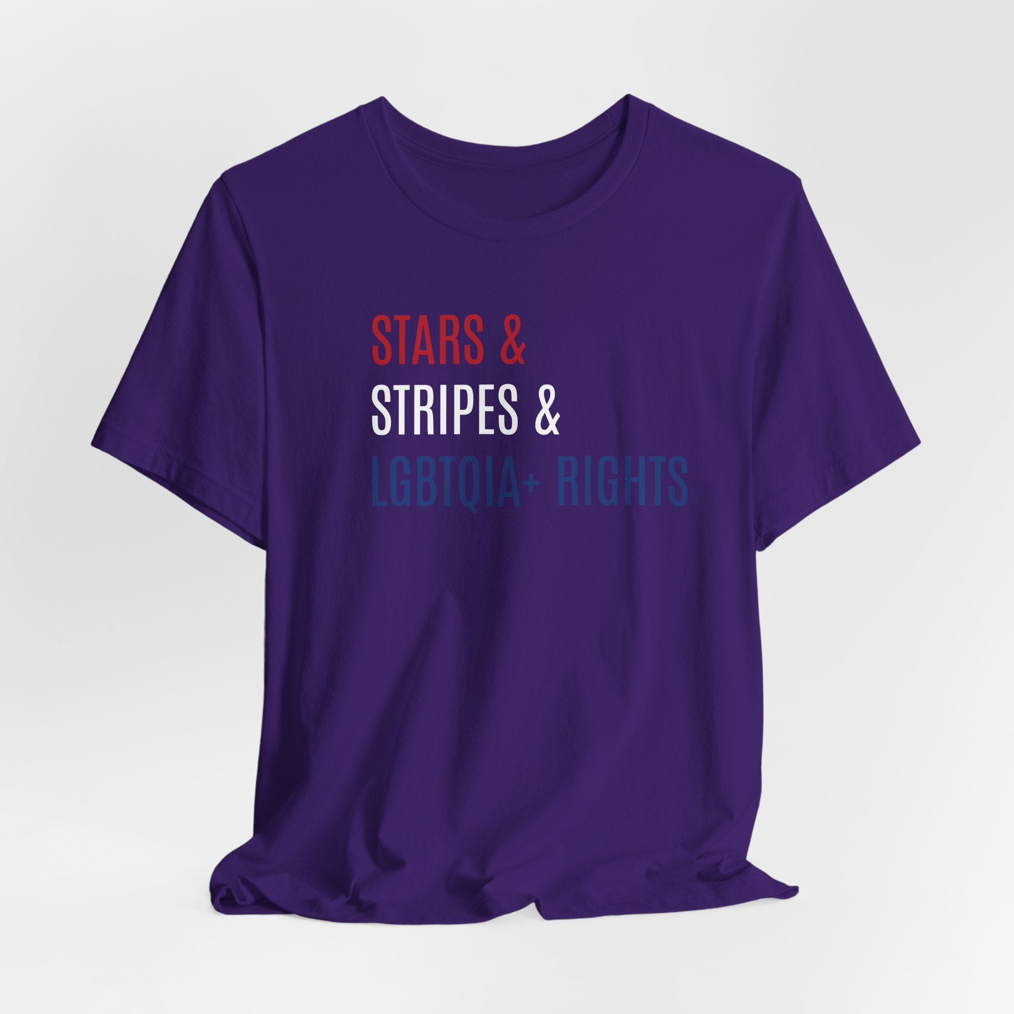 Stars, Stripes, LGBTQIA+ Rights Unisex T-Shirt - Red White Blue Patriotic Shirt - Gay Trans Non-Binary Progressive Shirt