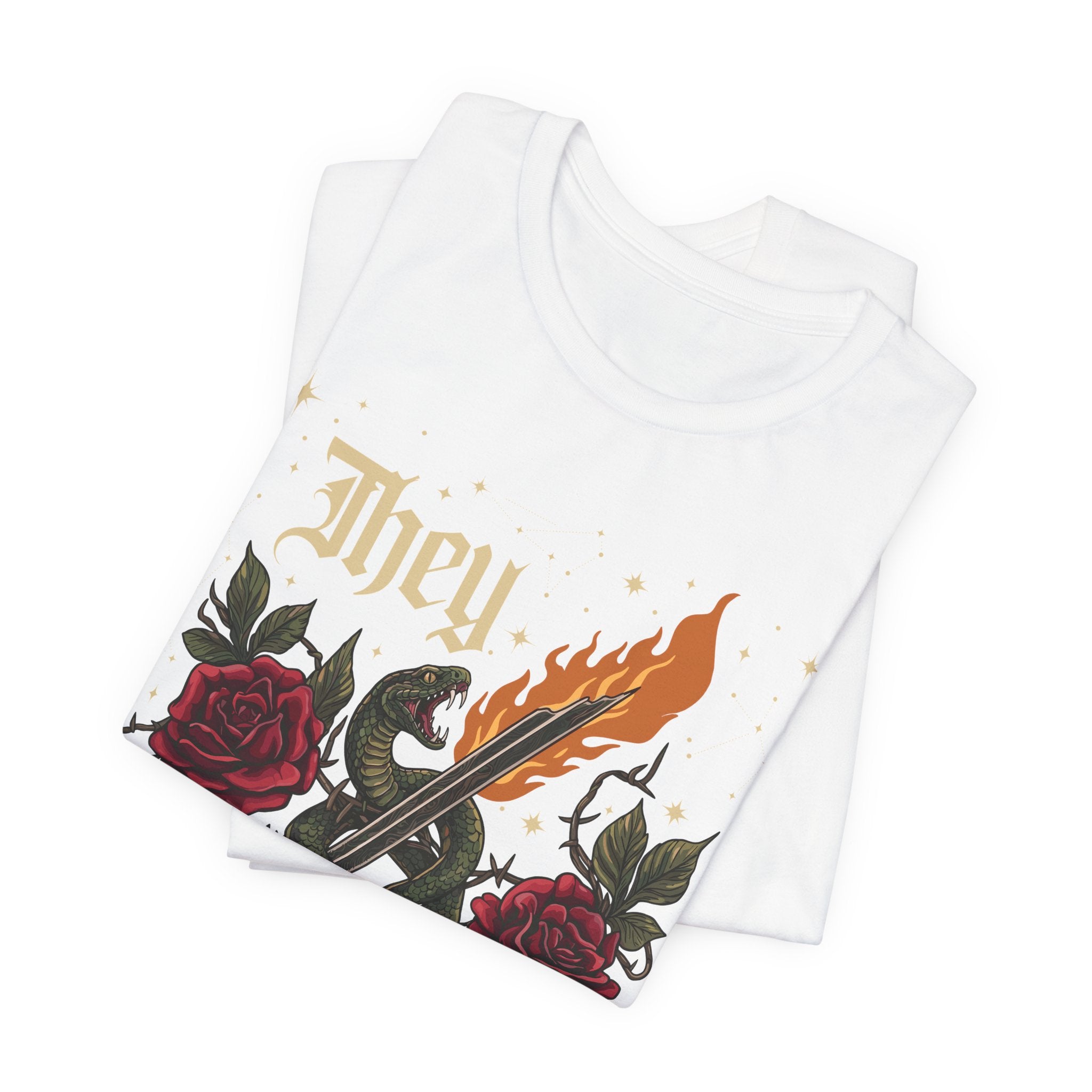 They/Them Gothic Tattoo T-Shirt | Bella+Canvas 3001 Pronoun Graphic Tee