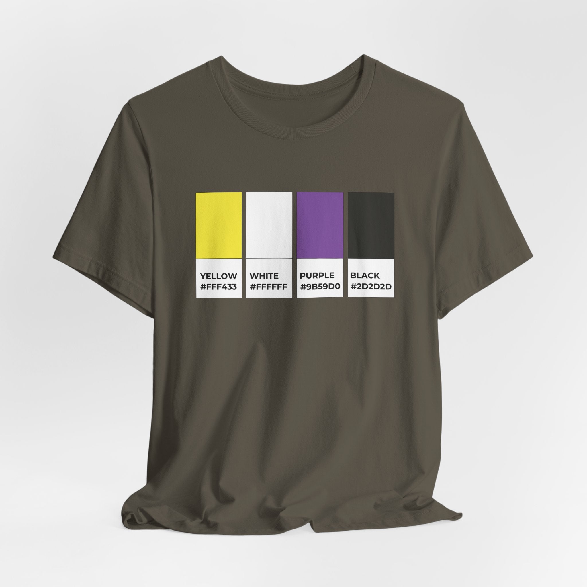 Funny Non-Binary Enby NB Pride Flag Pantone Colors Unisex Jersey Short Sleeve T-Shirt