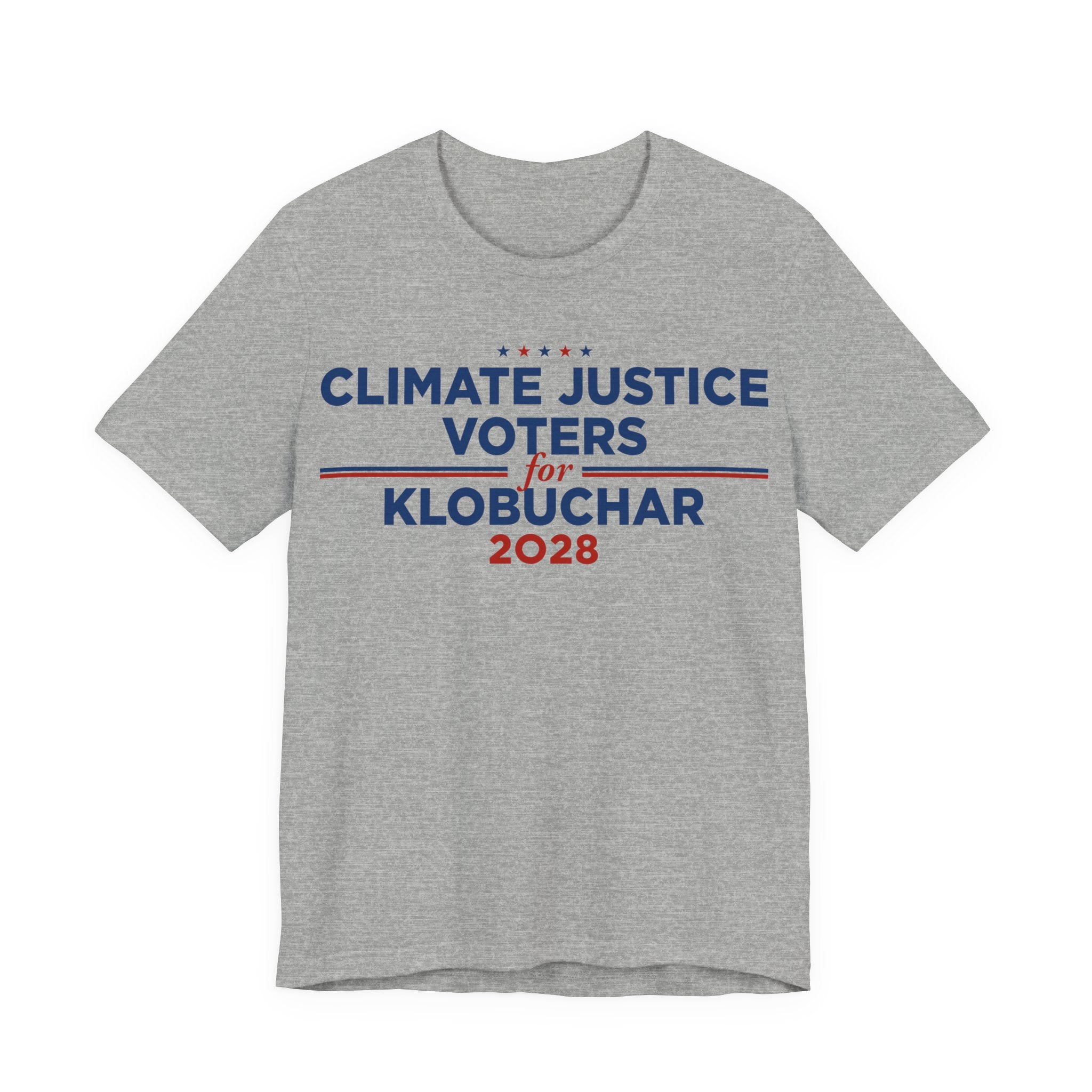 Climate Justice Voters for Klobuchar 2028 T-Shirt | Bella+Canvas 3001 Political Graphic Tee