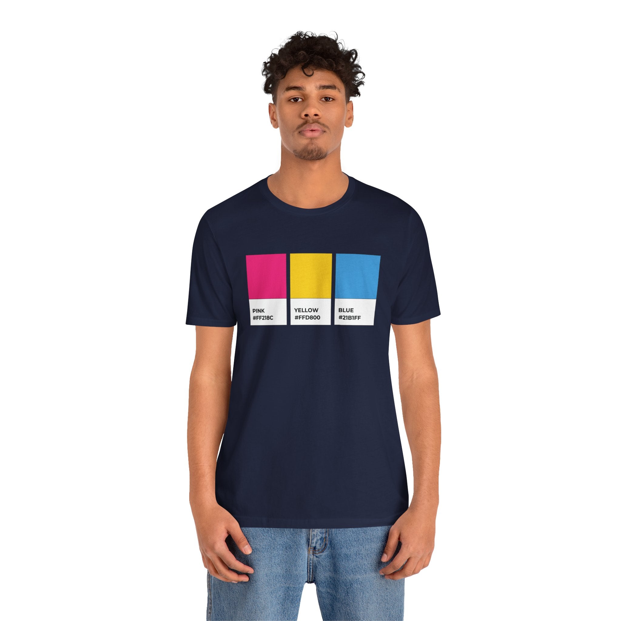 Funny Pansexual Pride Flag Pantone Colors Unisex Jersey Short Sleeve T-Shirt