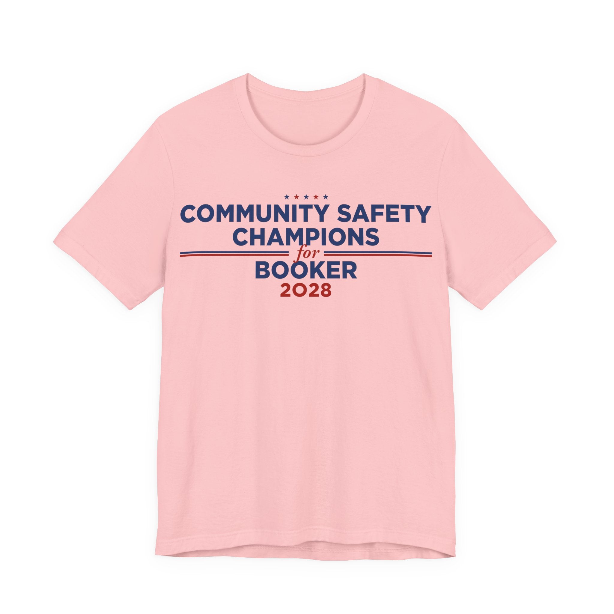 Community Safety Champions for Booker 2028 T-Shirt | Bella+Canvas 3001 Political Graphic Tee