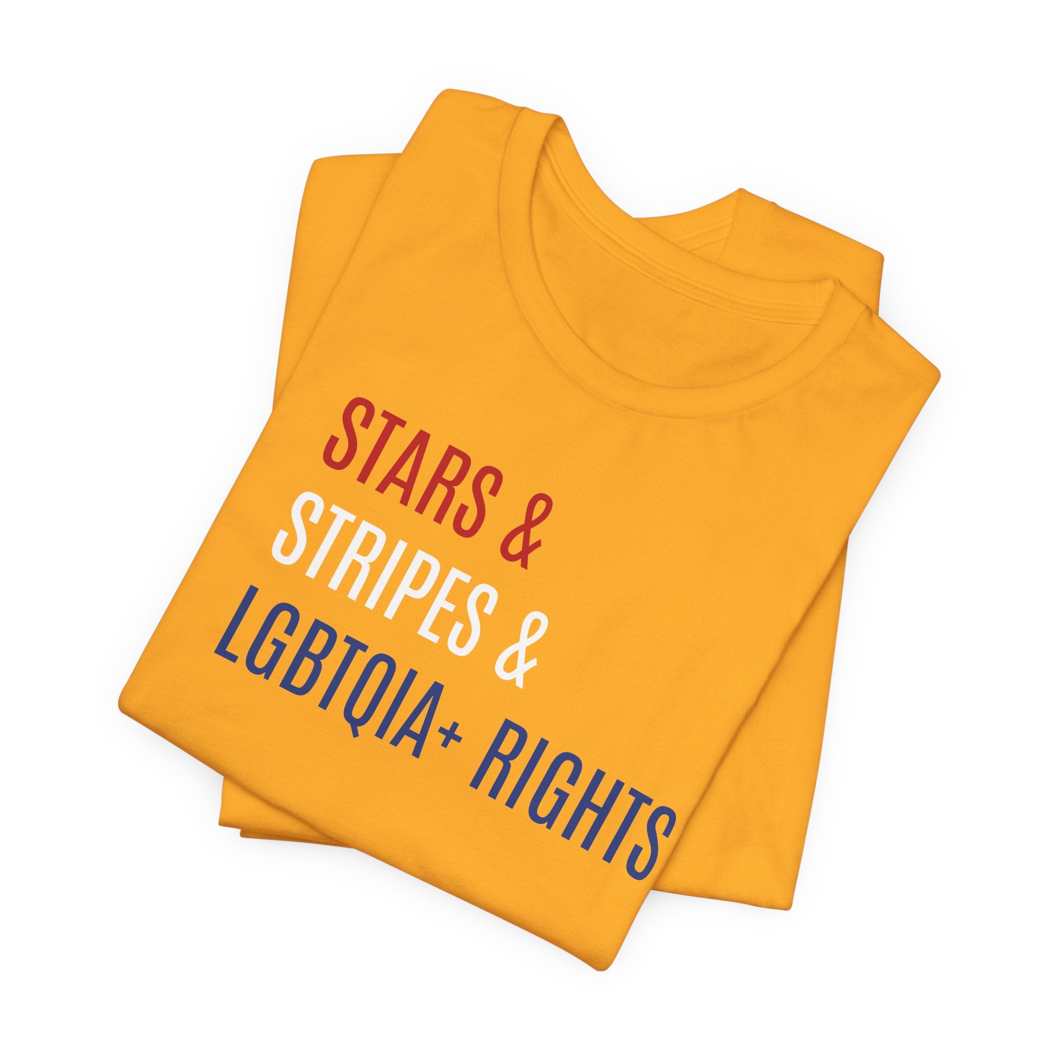 Stars, Stripes, LGBTQIA+ Rights Unisex T-Shirt - Red White Blue Patriotic Shirt - Gay Trans Non-Binary Progressive Shirt