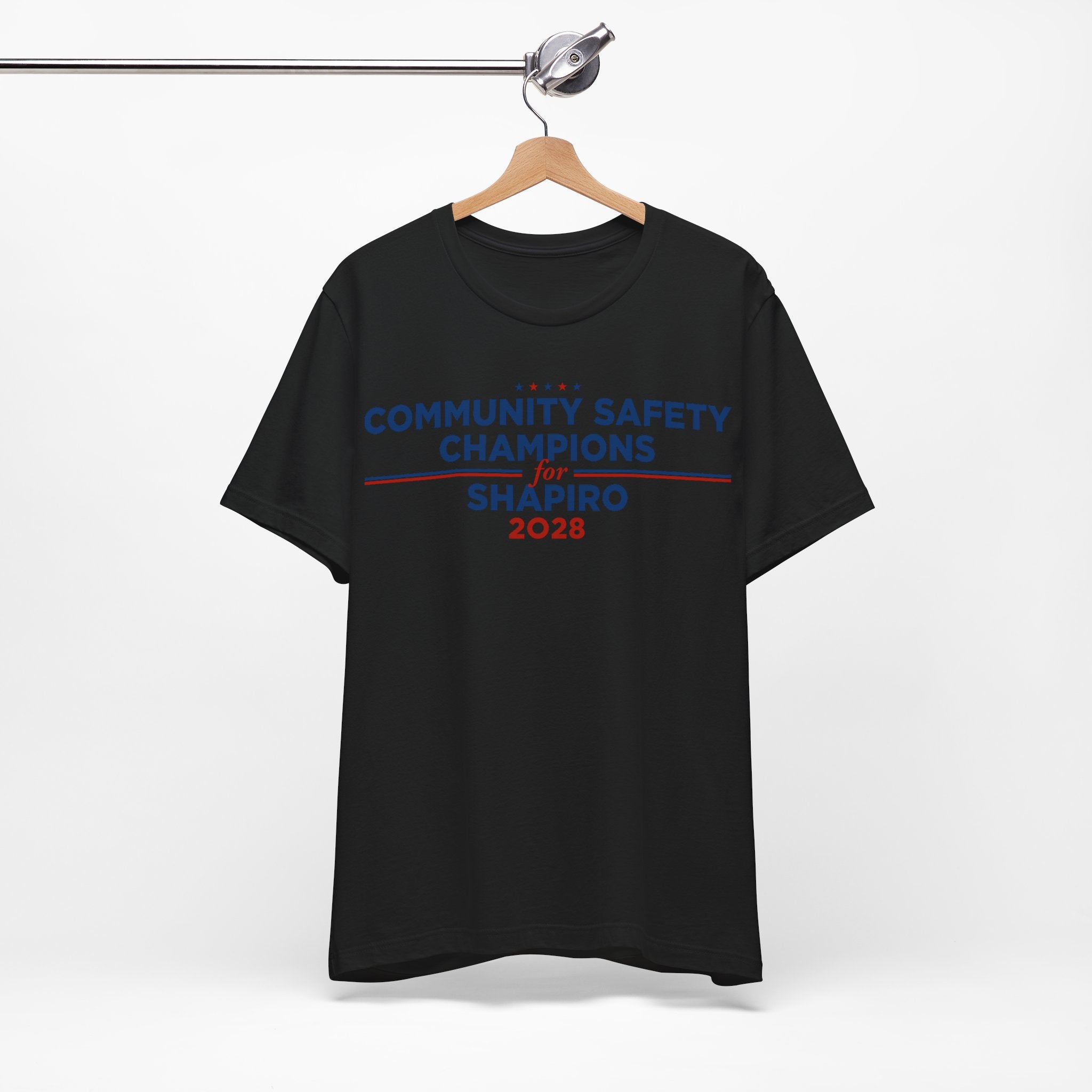 Community Safety Champions for Shapiro 2028 T-Shirt | Bella+Canvas 3001 Political Graphic Tee