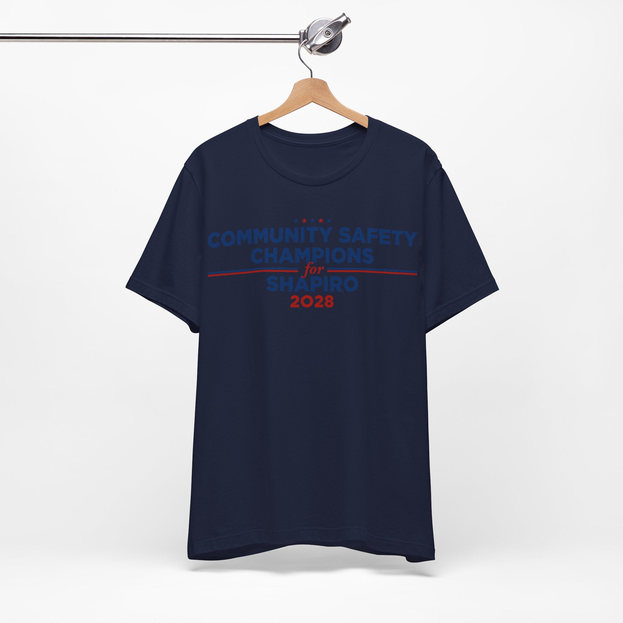 Community Safety Champions for Shapiro 2028 T-Shirt | Bella+Canvas 3001 Political Graphic Tee