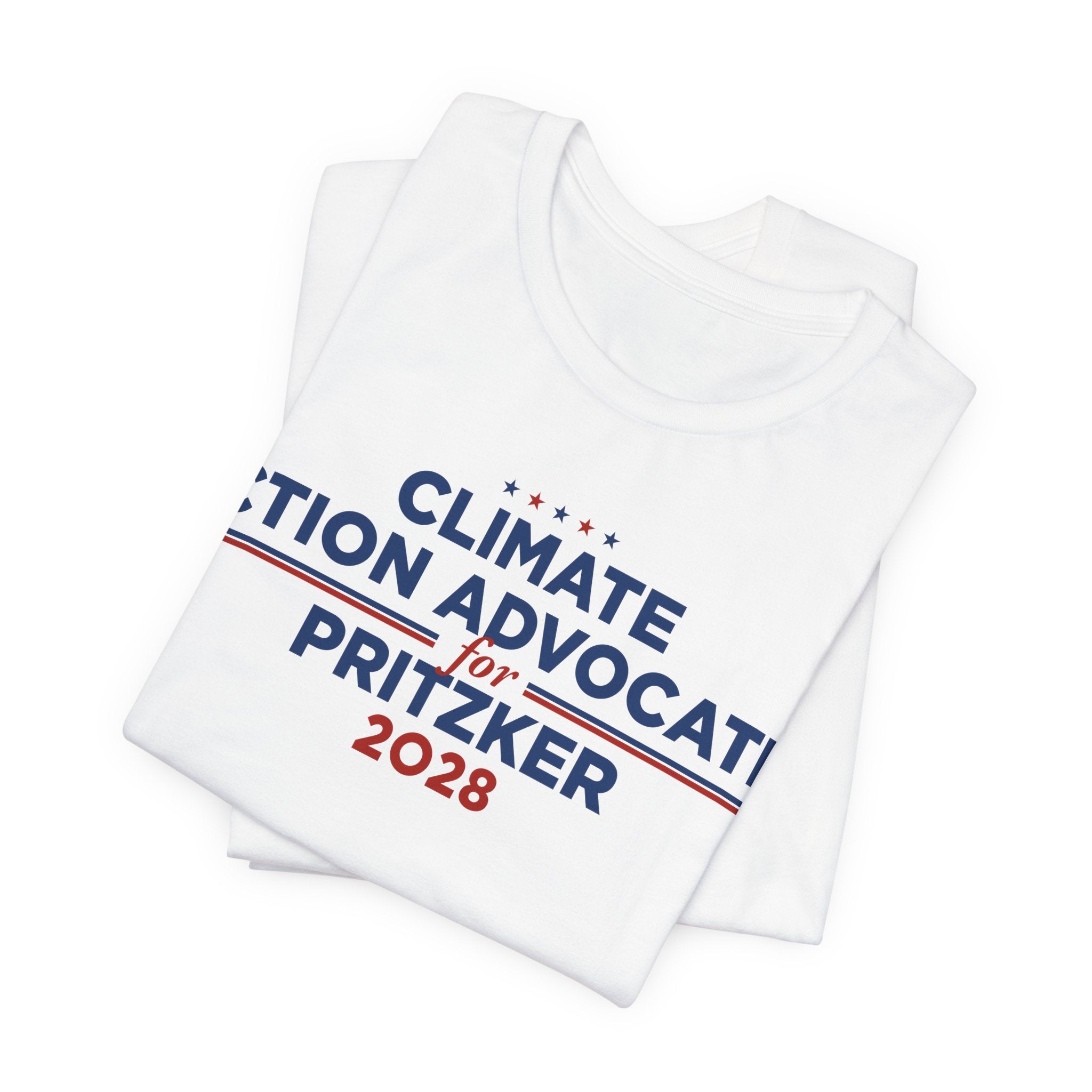 Climate Action Advocates for Pritzker 2028 T-Shirt | Bella+Canvas 3001 Political Graphic Tee