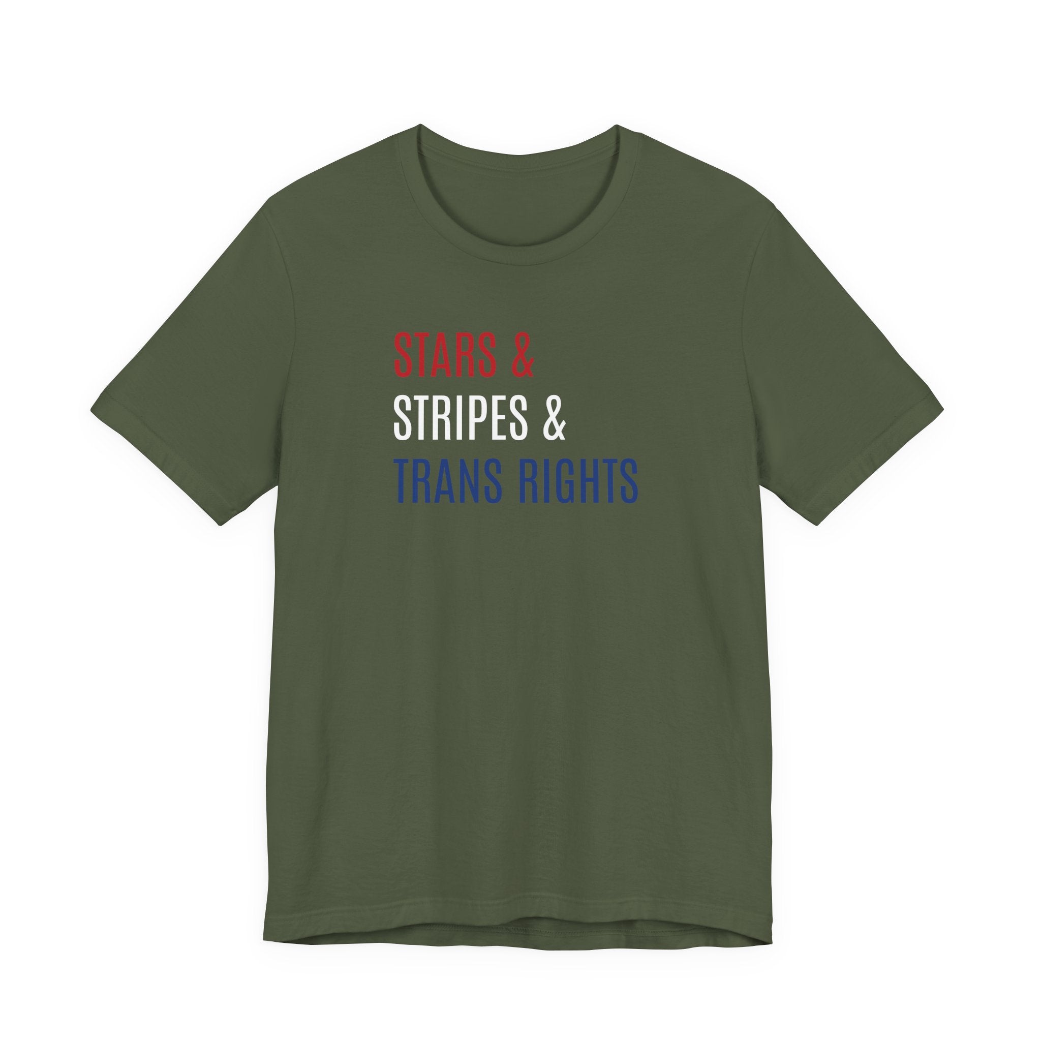 Stars, Stripes, Trans Rights T-Shirt - Red White Blue Patriotic Shirt - LGBTQ - Transgender Tee