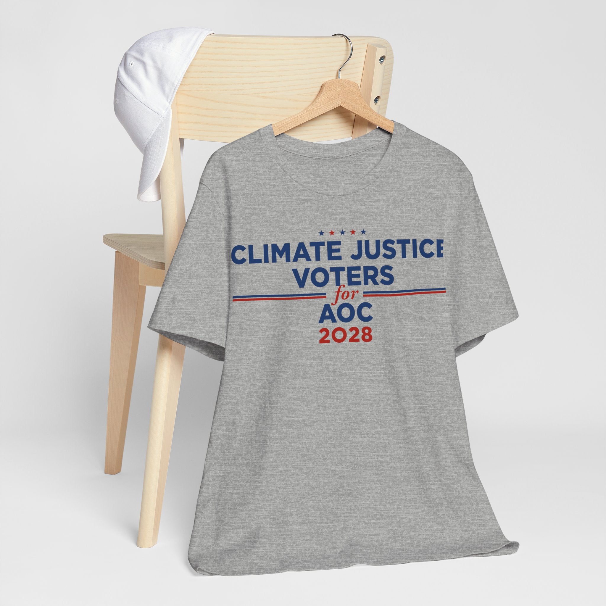Climate Justice Voters for AOC 2028 T-Shirt | Bella+Canvas 3001 Political Graphic Tee