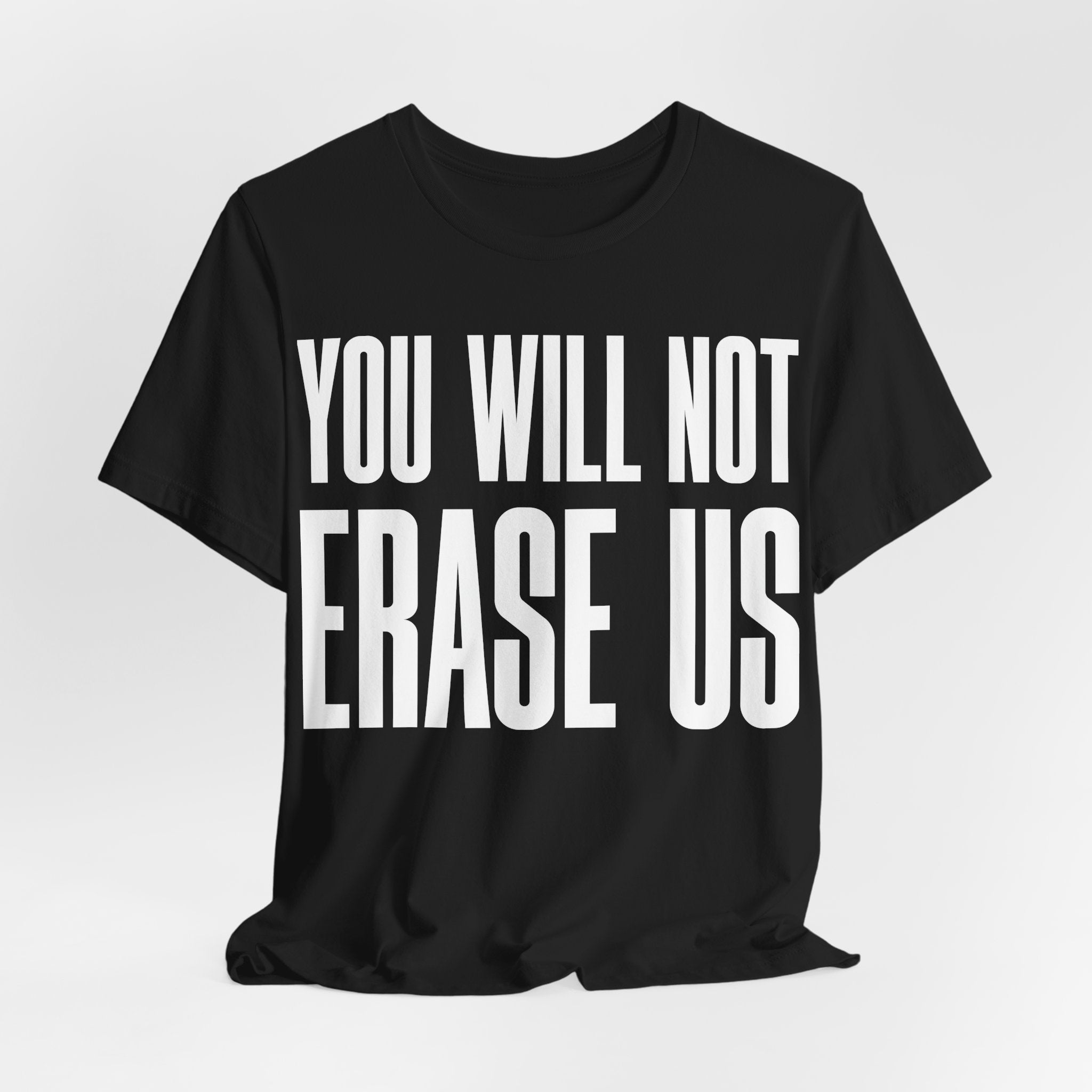 You Will Not Erase Us T-Shirt | LGBTQ+ & Human Rights Protest Tee | Anti-Erasure Solidarity Graphic Shirt