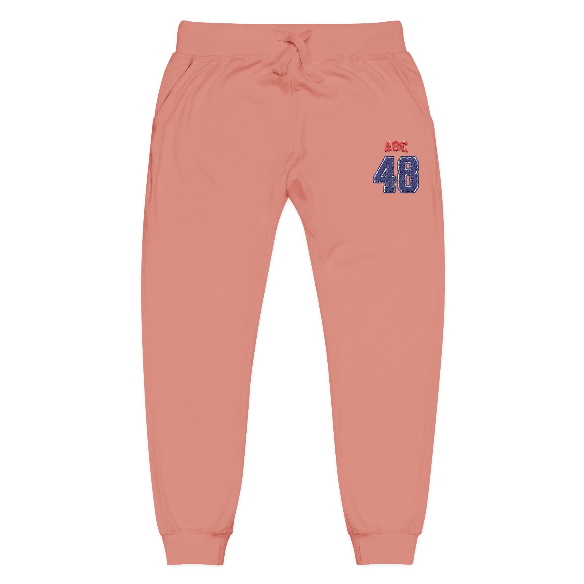 Embroidered Team AOC for 48th President Fleece Sweatpants — Casual Cozy Joggers