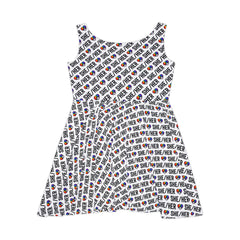 She/Her Pride Pattern Skater Dress | All-Over Print Pronoun Dress